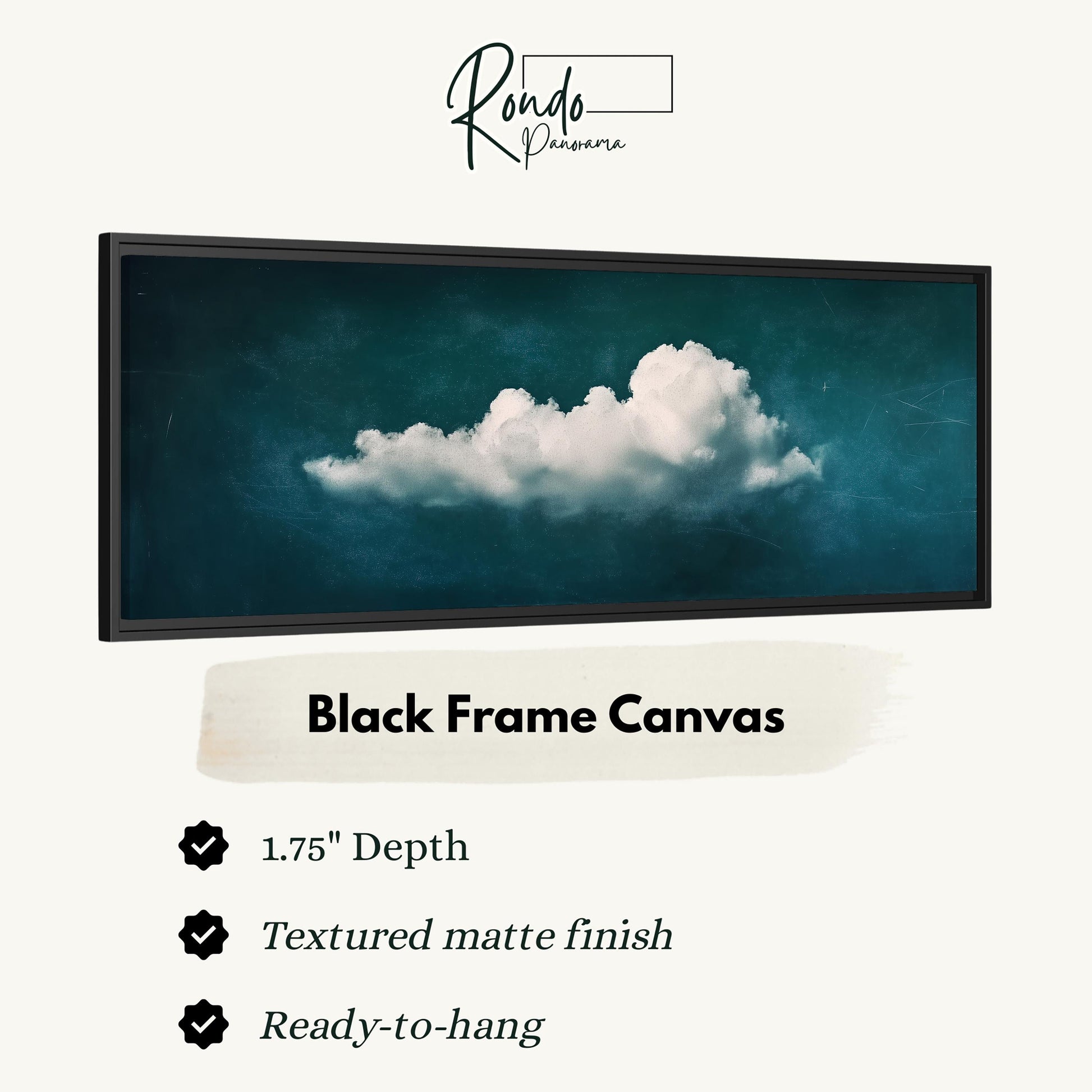 The image is a black frame canvas depicting a large, fluffy cloud against a dark blue sky.