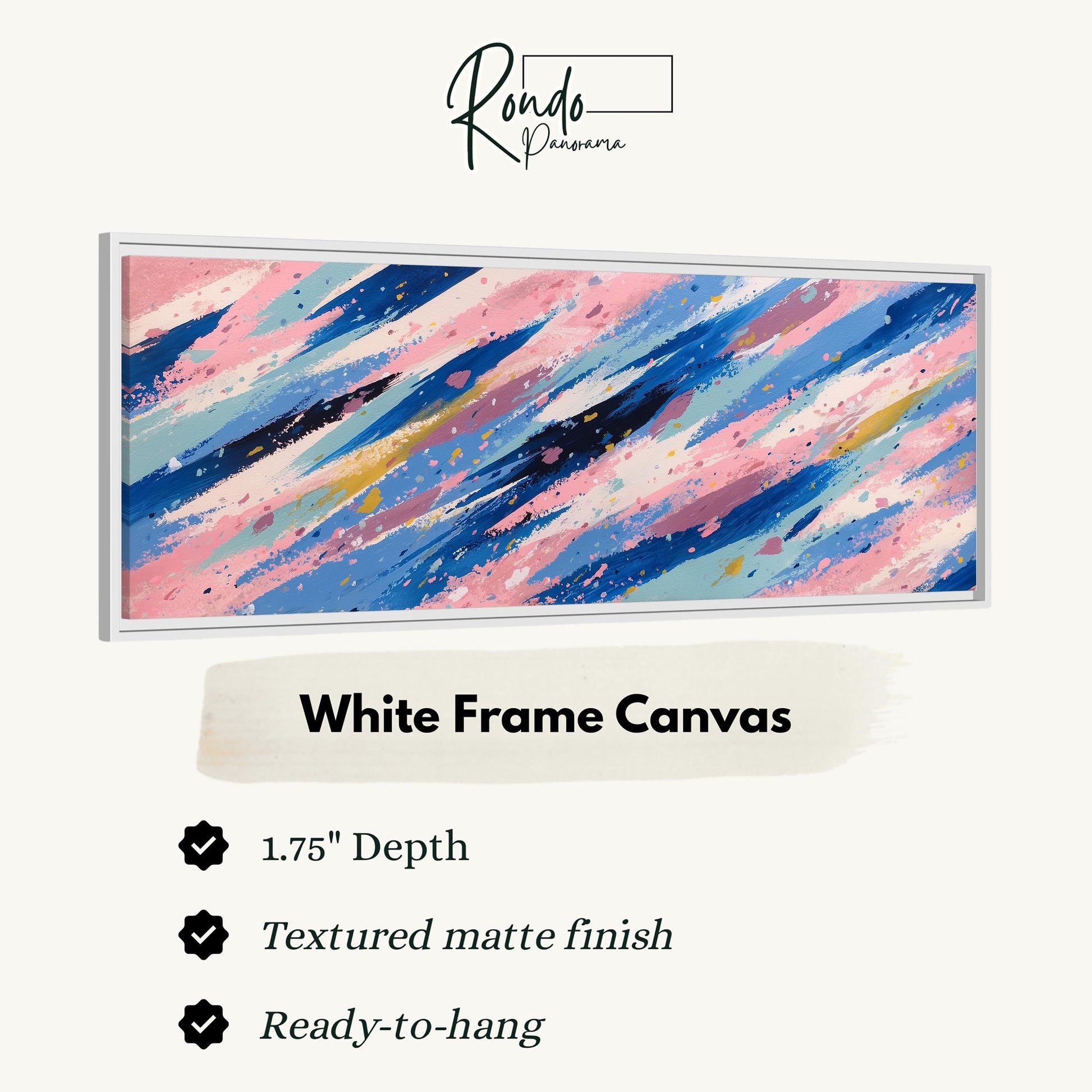 The image is a white frame canvas with a colorful abstract painting on it.