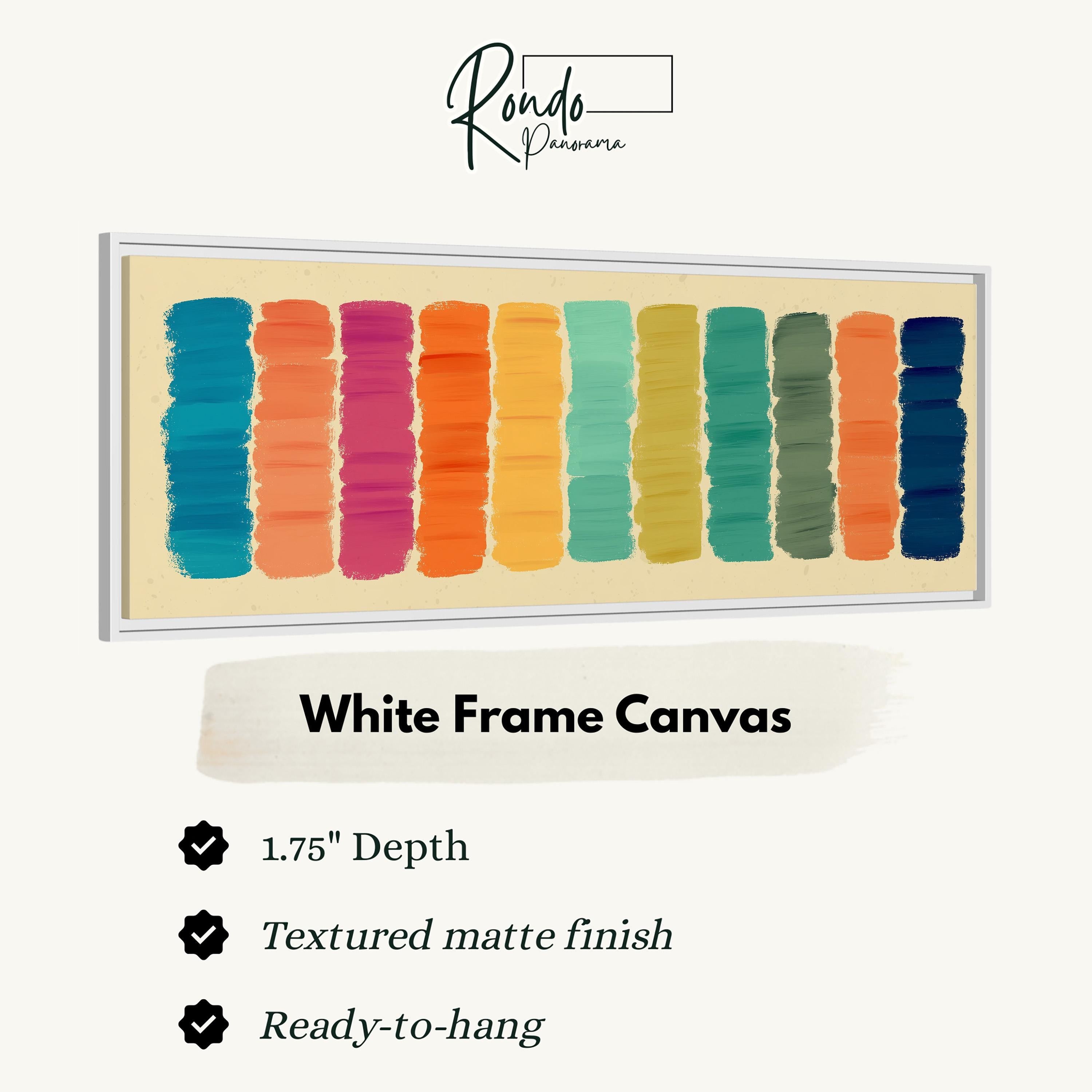 Colorful Stripes - Long Horizontal Panoramic Framed Canvas