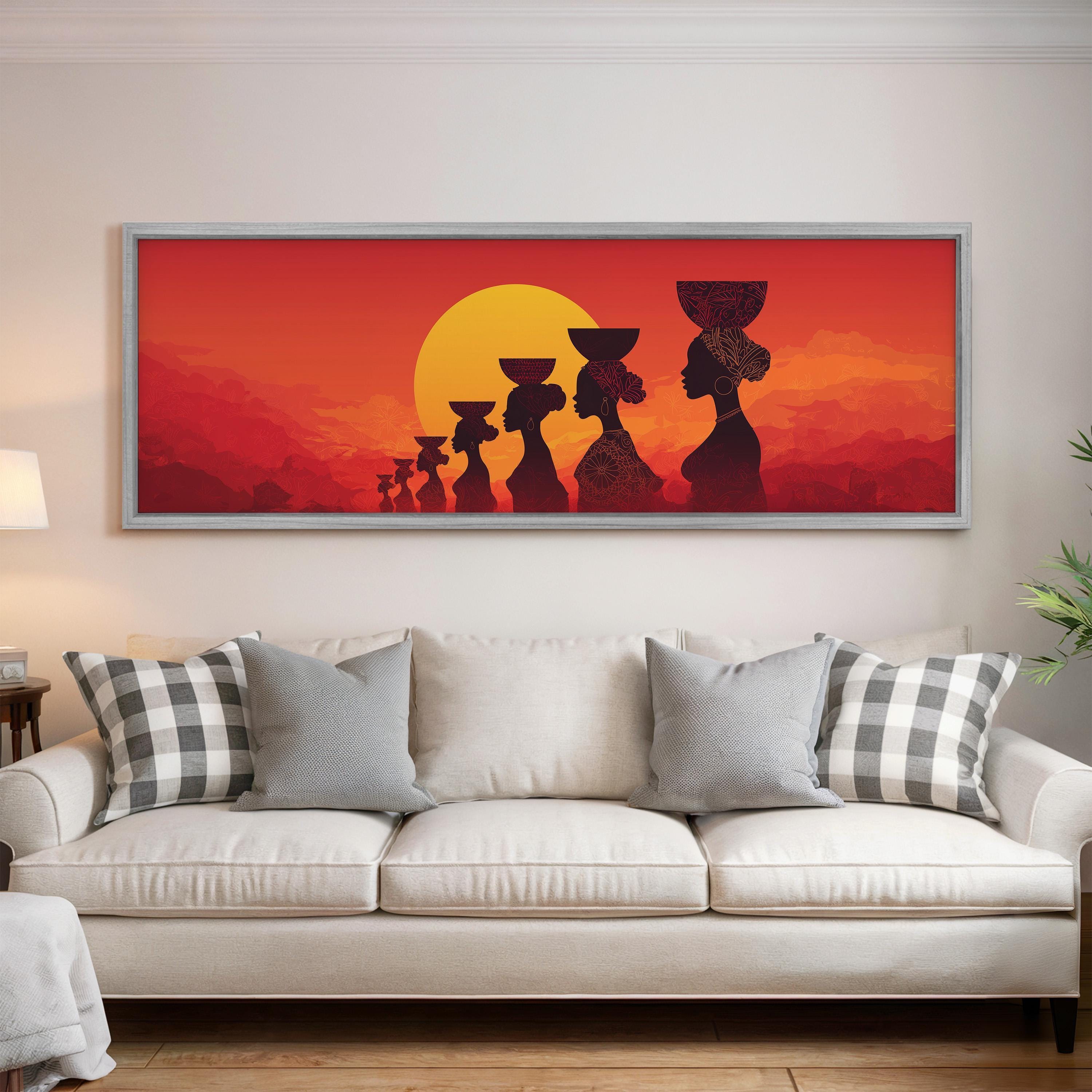 African Women Silhouette - Wide Panoramic Canvas Art