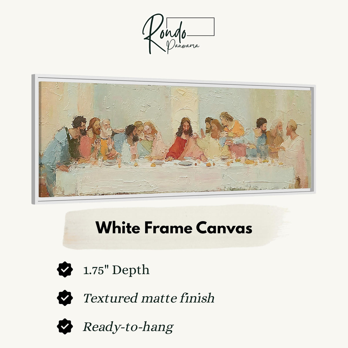 The Last Supper in a classic style canvas print in a white floating frame
