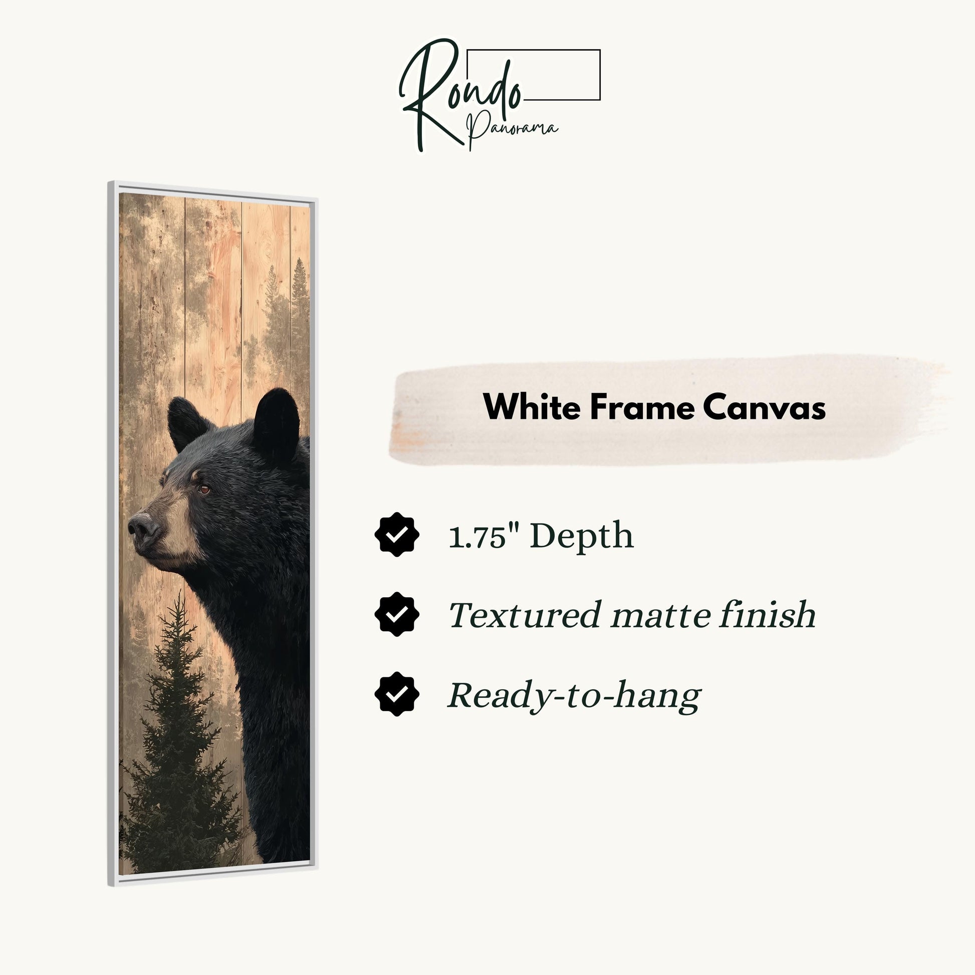 a close-up of a black bear's head, with a white frame surrounding it.