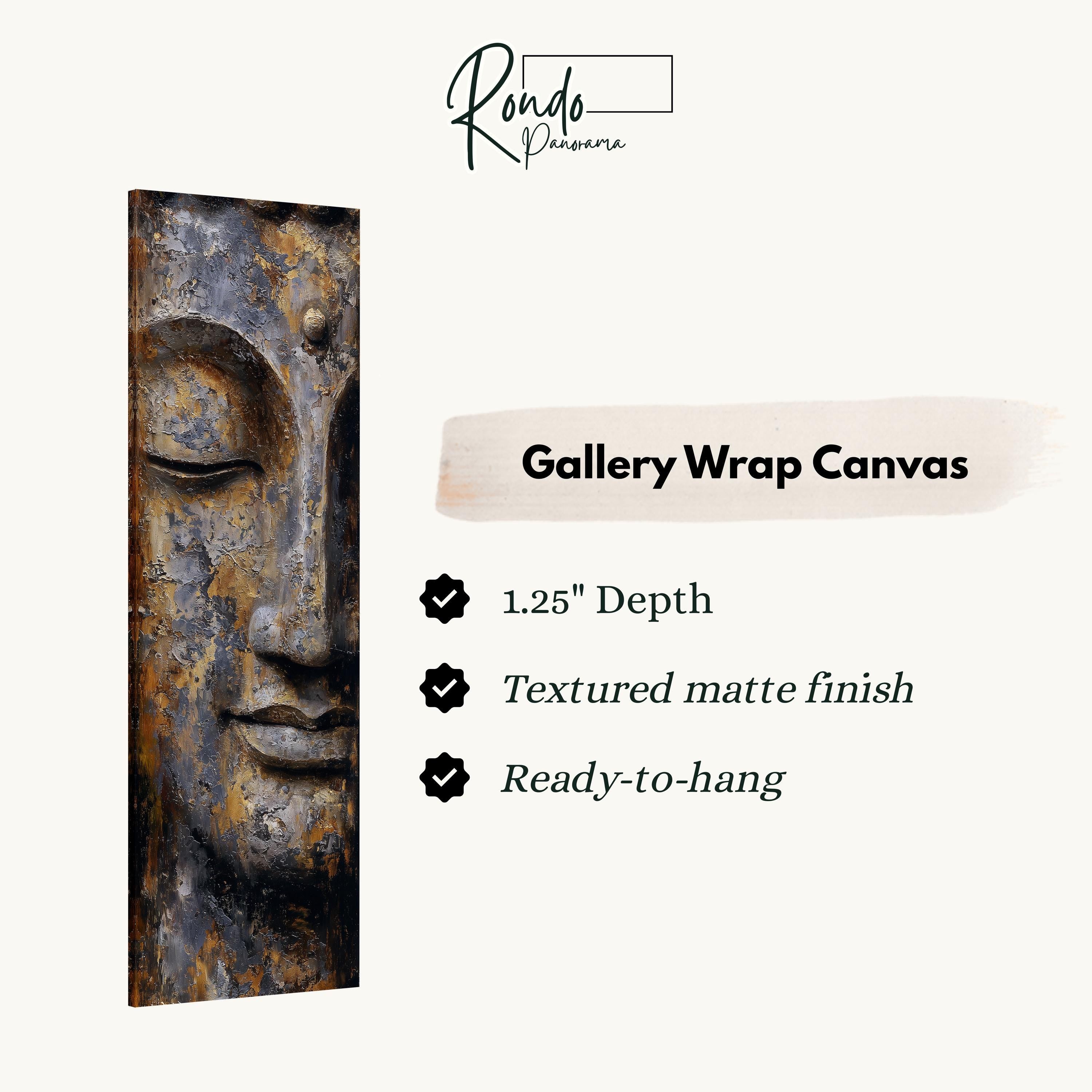 Textured Buddha Face - Vertical Zen Wall Art