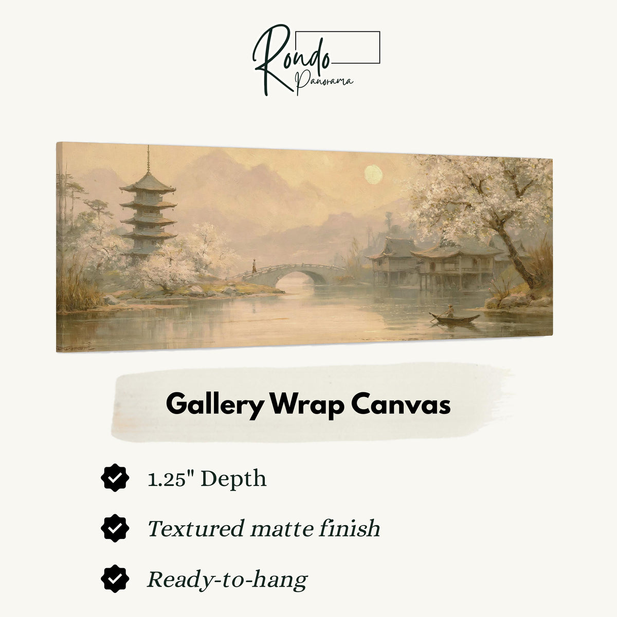 Pagoda and stone bridge at dusk gallery wrap canvas with the image wrapped around the edges