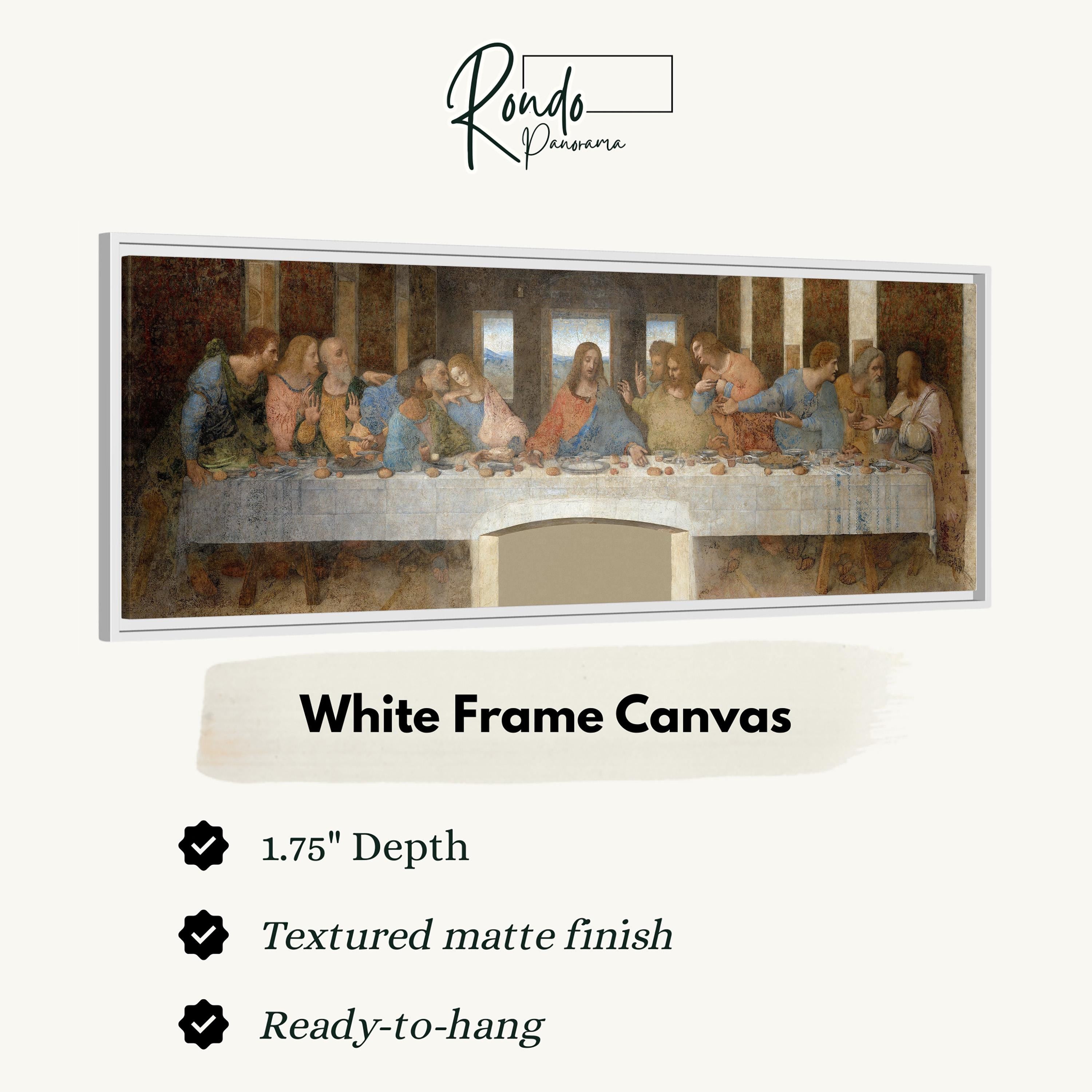 The image is a white frame canvas depicting the Last Supper, a famous painting by Leonardo da Vinci.