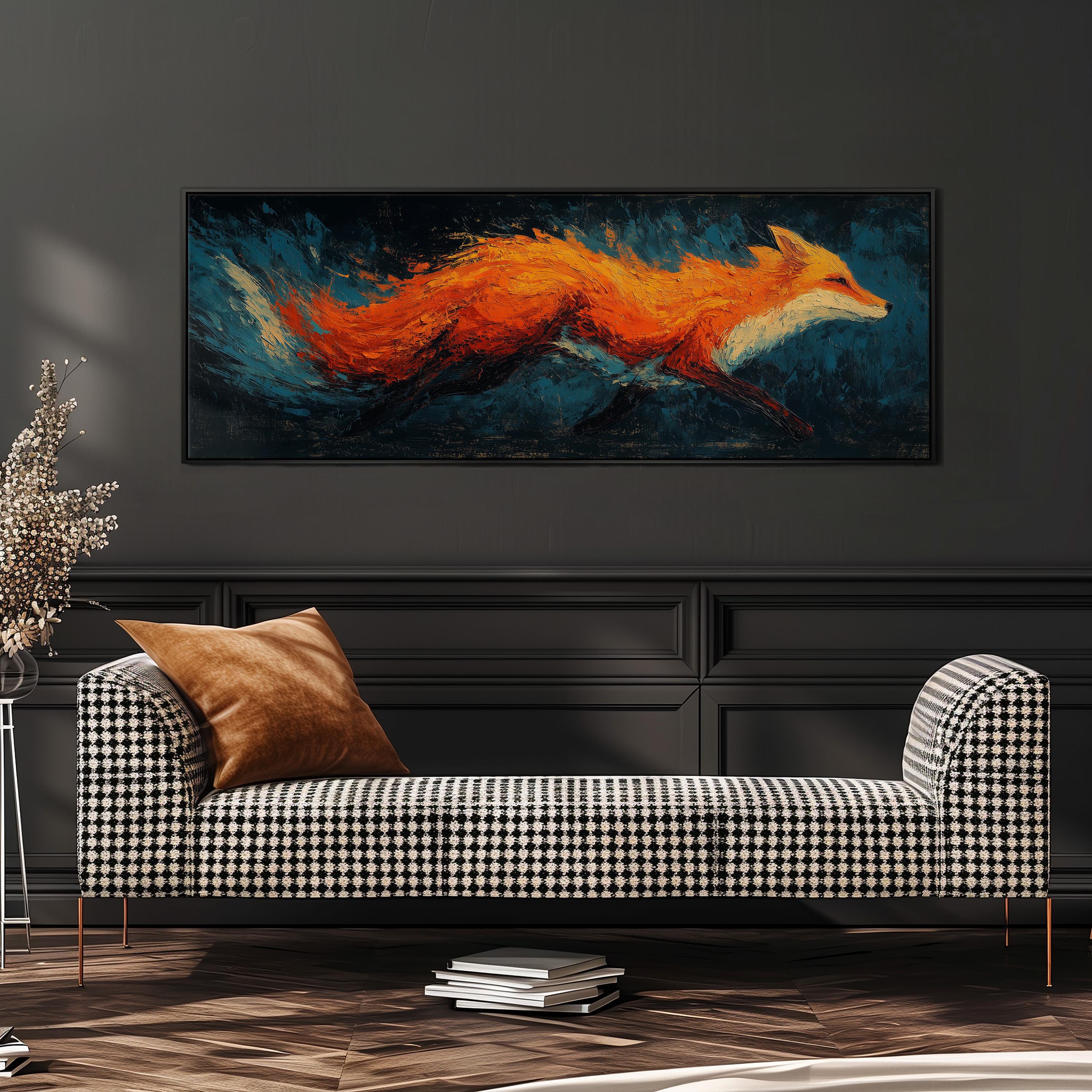 Abstract Fox Art - Wide Panoramic Canvas