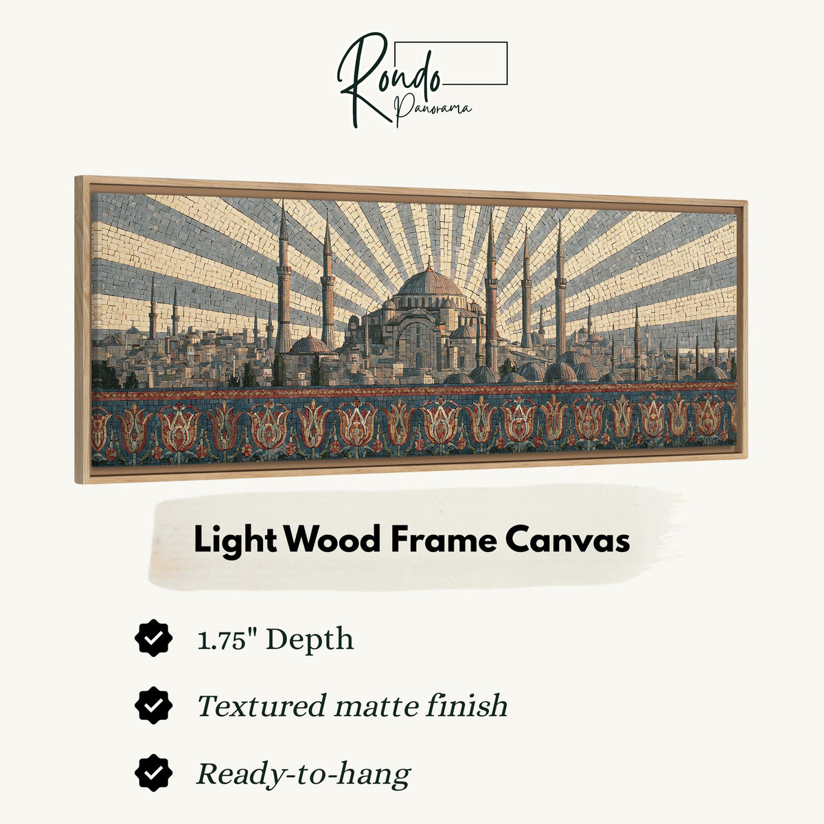 Istanbul skyline at sunrise canvas print in a light wood floating frame