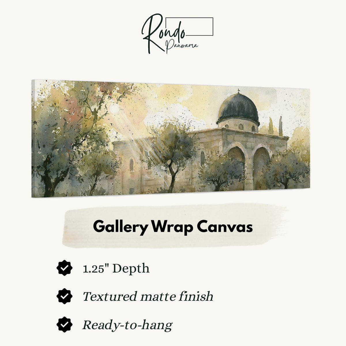 Sunlit dome in an olive grove gallery wrap canvas with the image wrapped around the edges