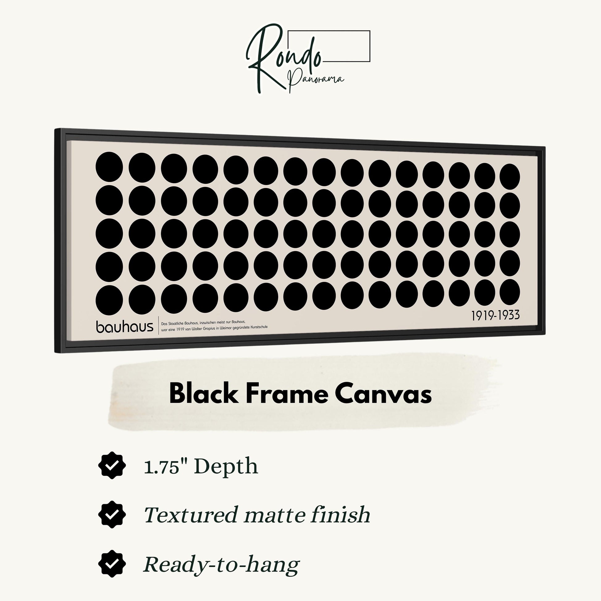 The image is a black frame canvas with a simple design featuring a grid of circles.