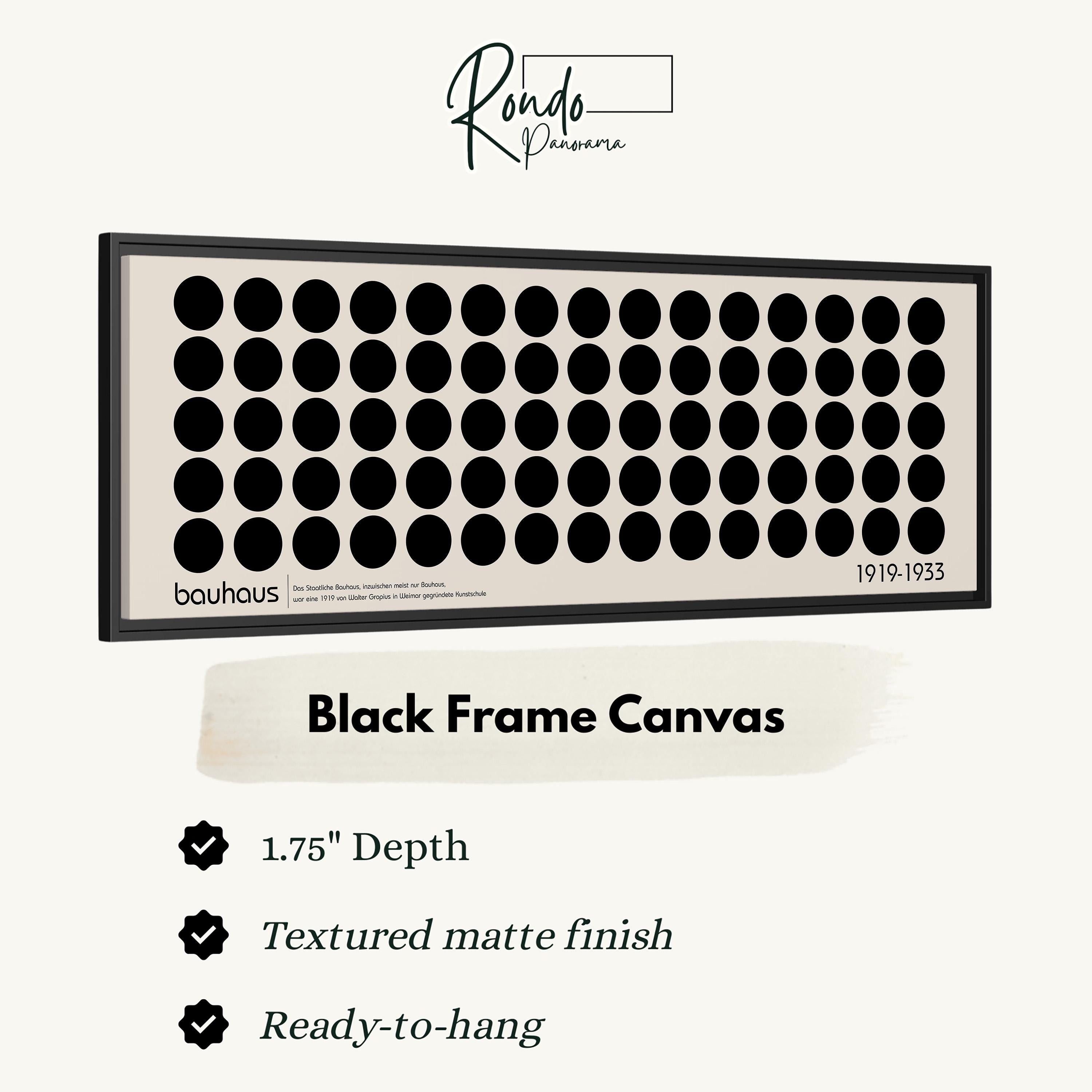 The image is a black frame canvas with a simple design featuring a grid of circles.