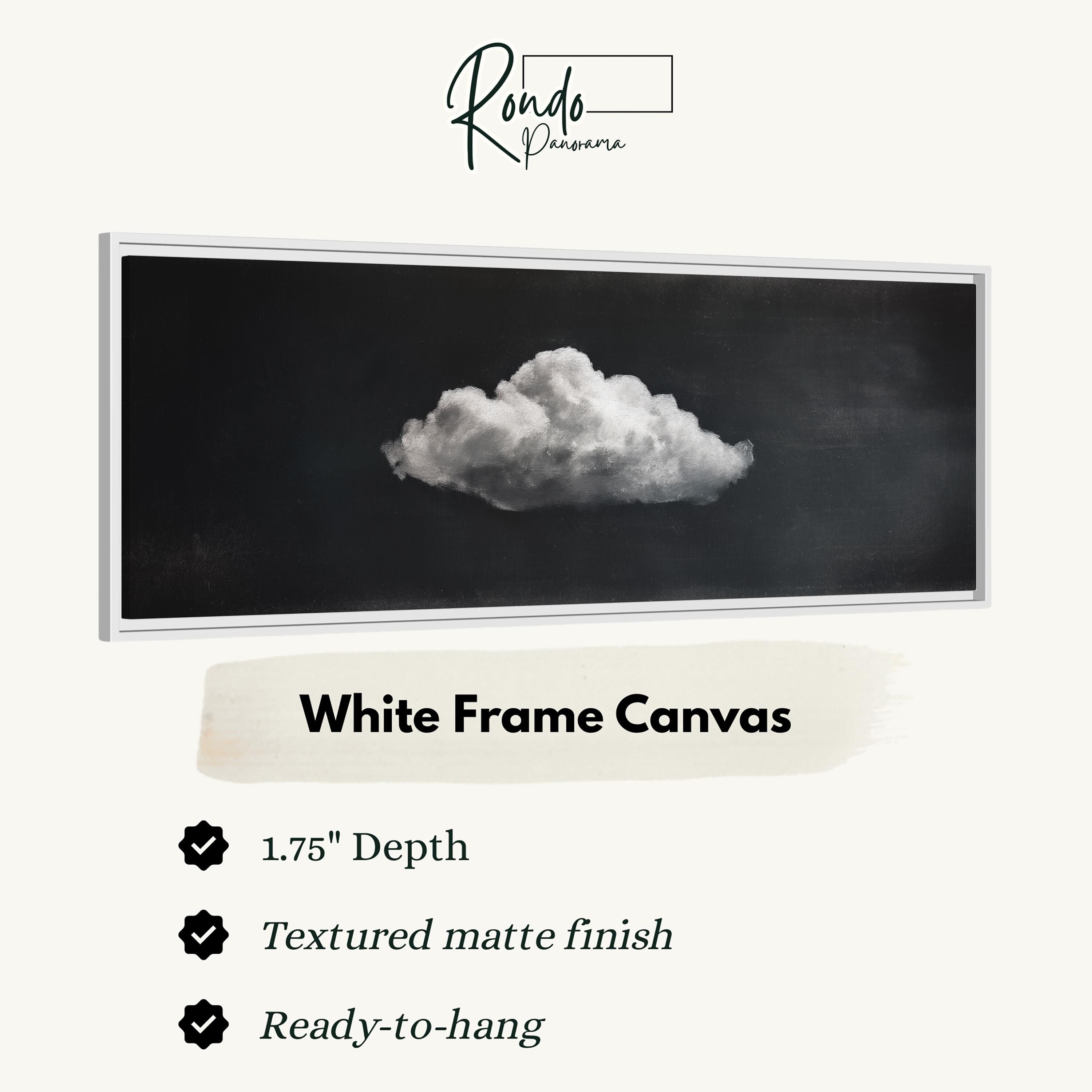The image is a white frame canvas depicting a single cloud against a dark background.