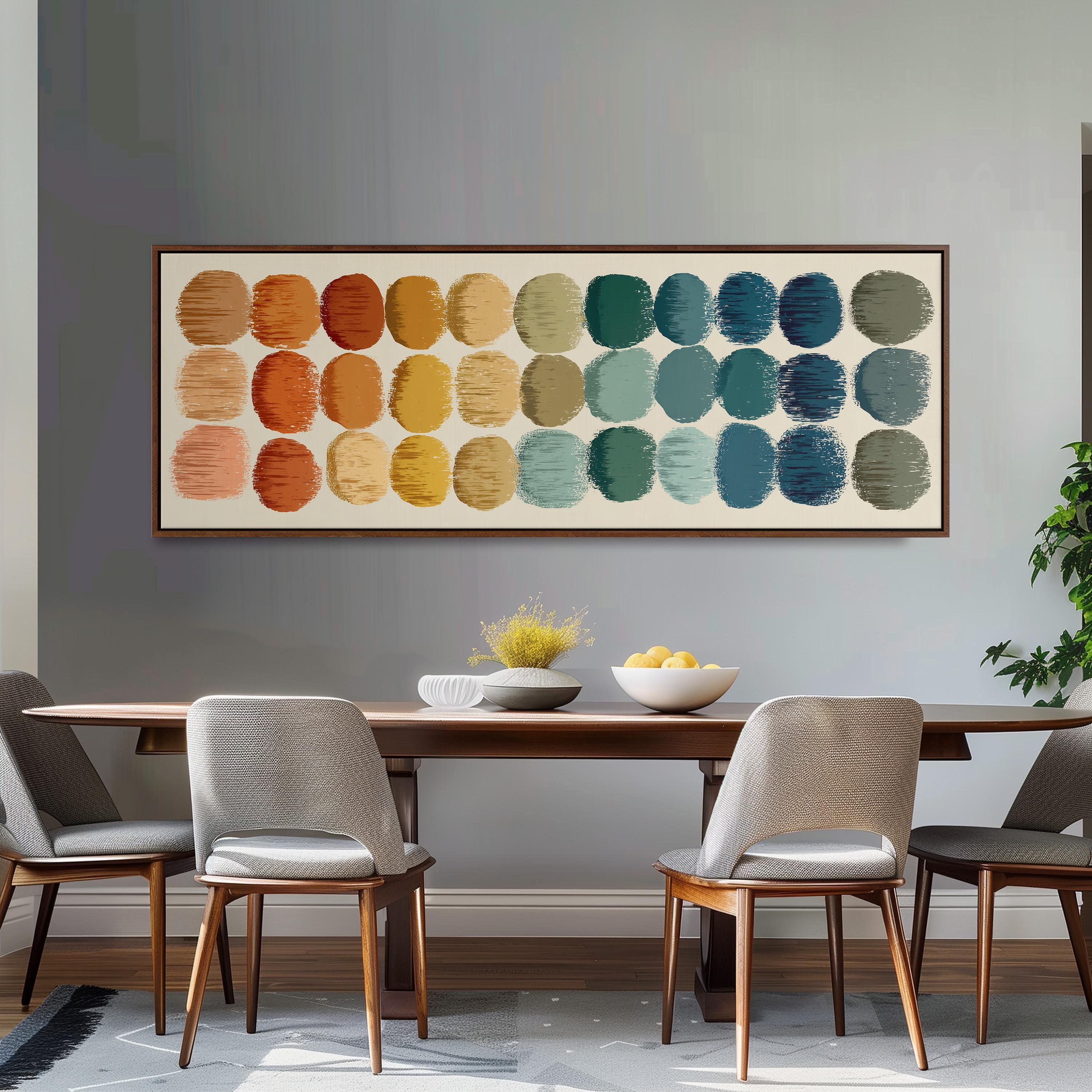 Mid Century Modern Circles - Wide Panoramic Canvas