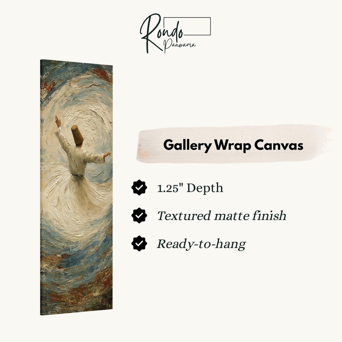 Whirling dervish gallery wrap canvas with the image wrapped around the edges