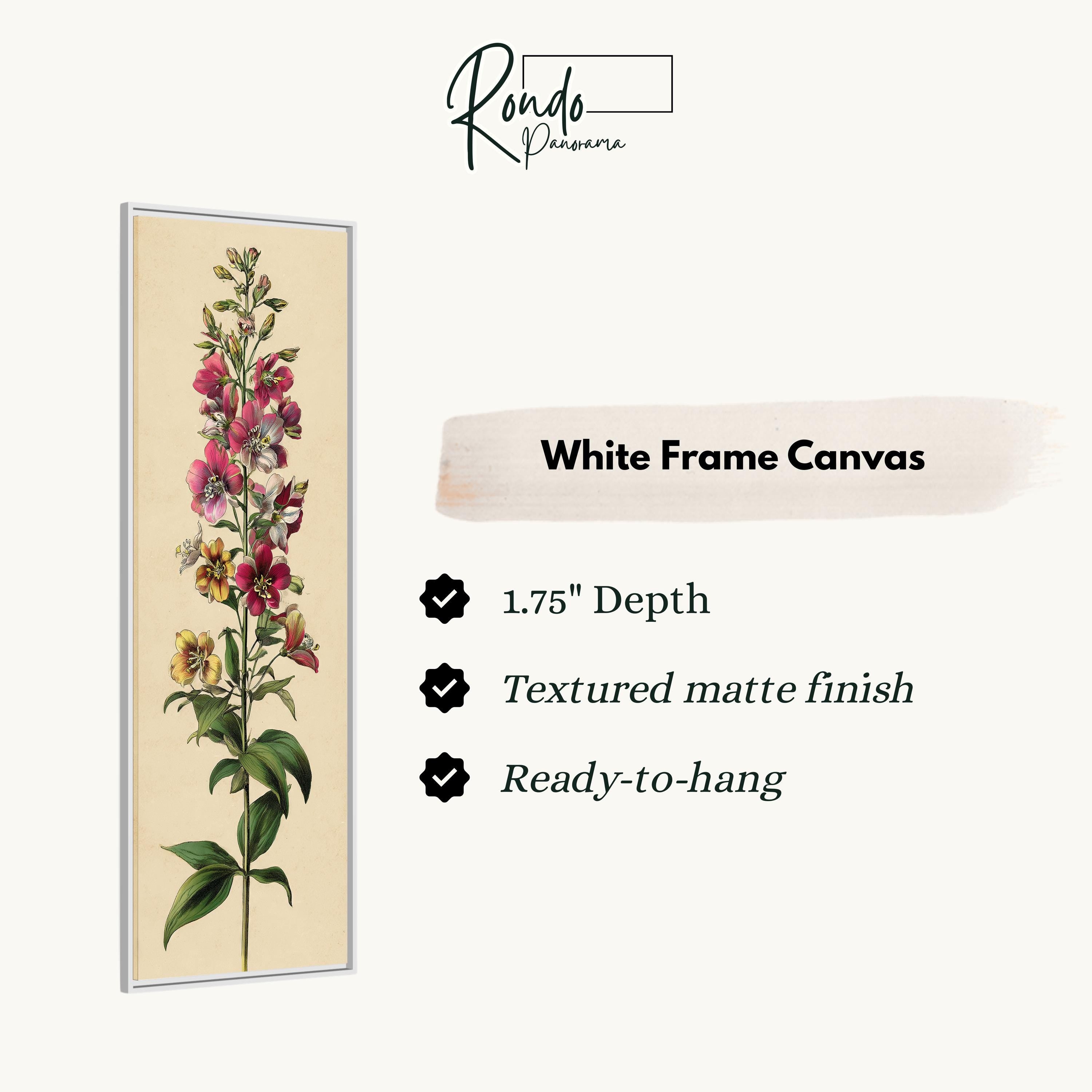 The image is a white frame canvas featuring a detailed illustration of a flower with multiple petals and leaves.