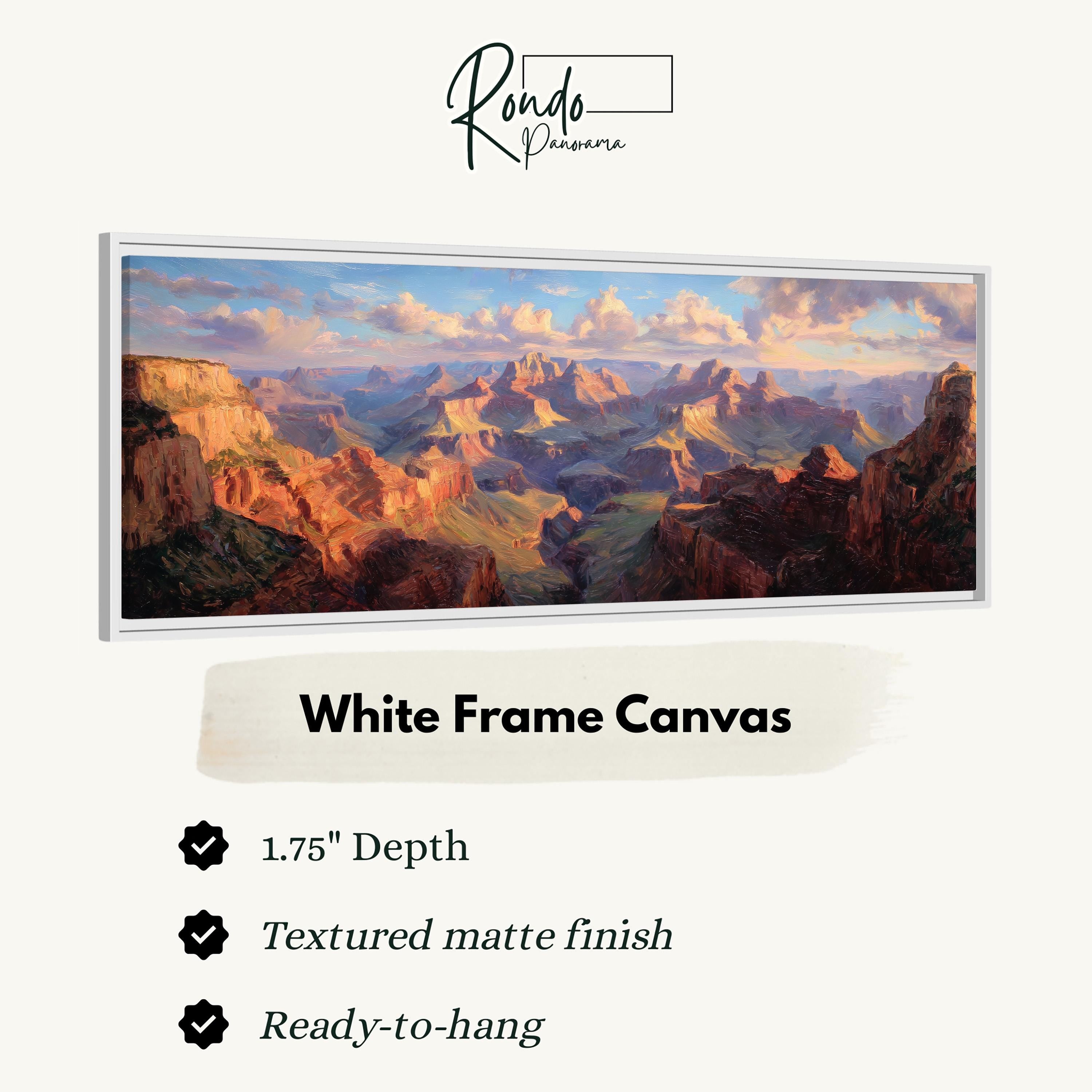 The image is a white frame canvas depicting a scenic landscape with mountains and a valley.