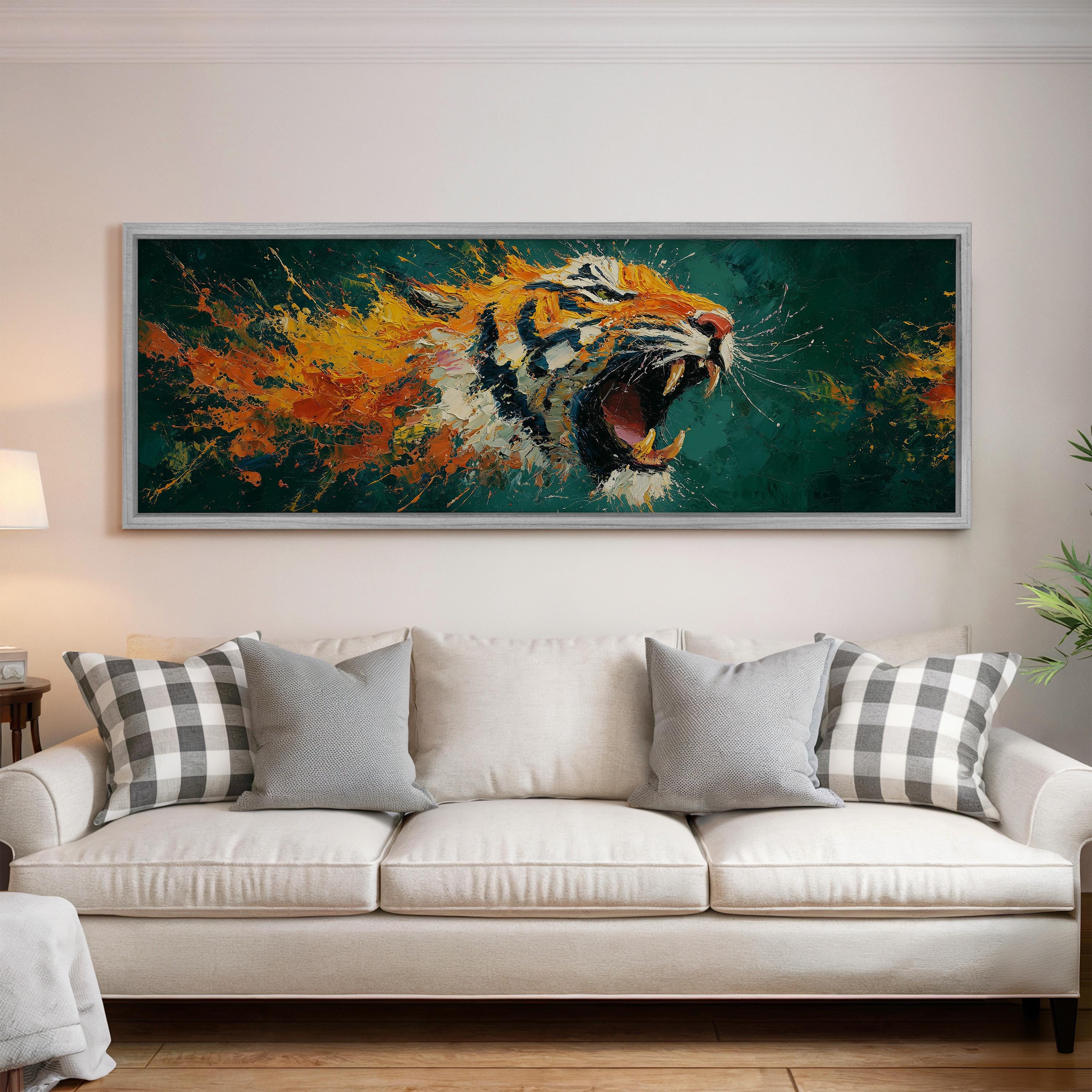Abstract Roaring Tiger - Orange and Blue Art
