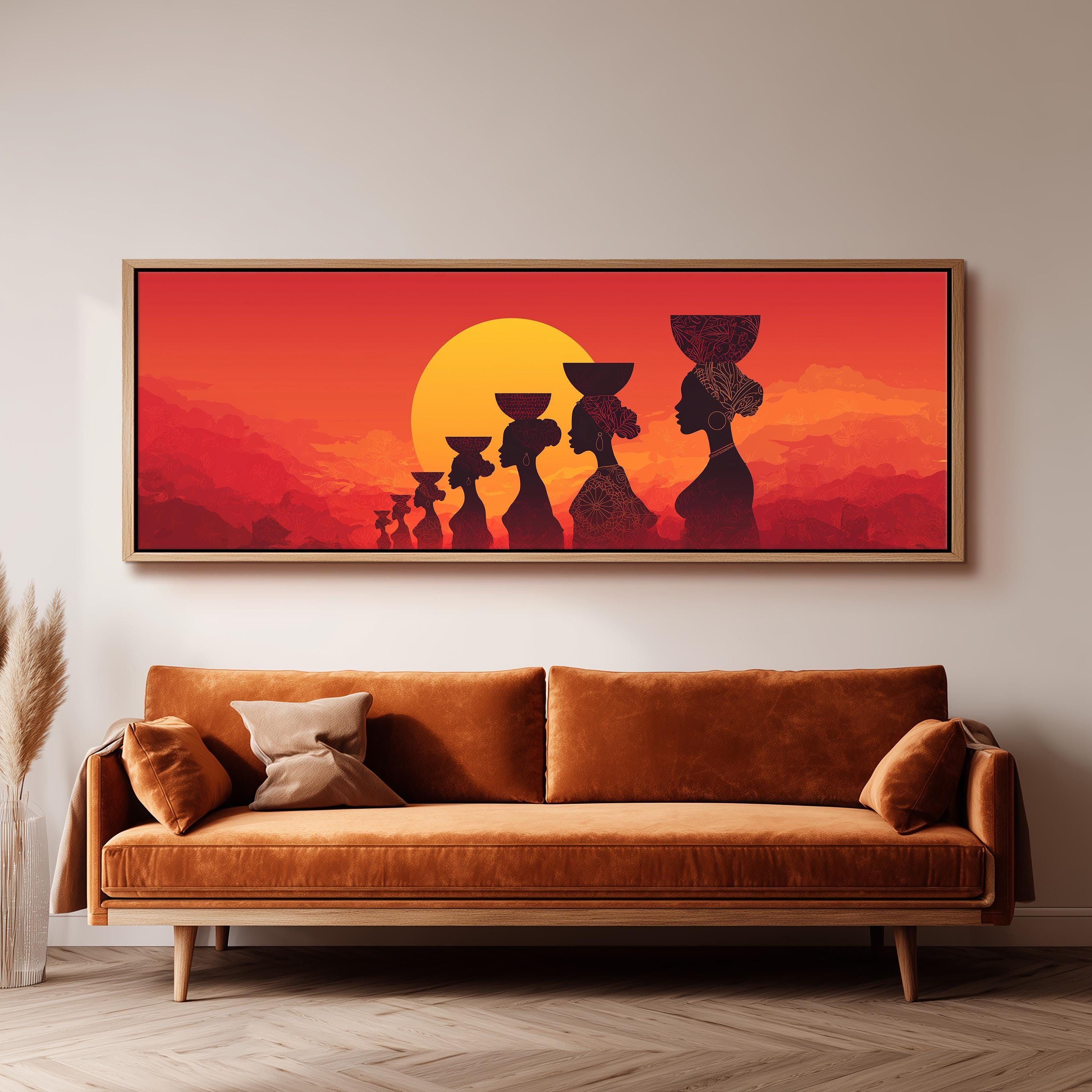 African Women Silhouette - Wide Panoramic Canvas Art