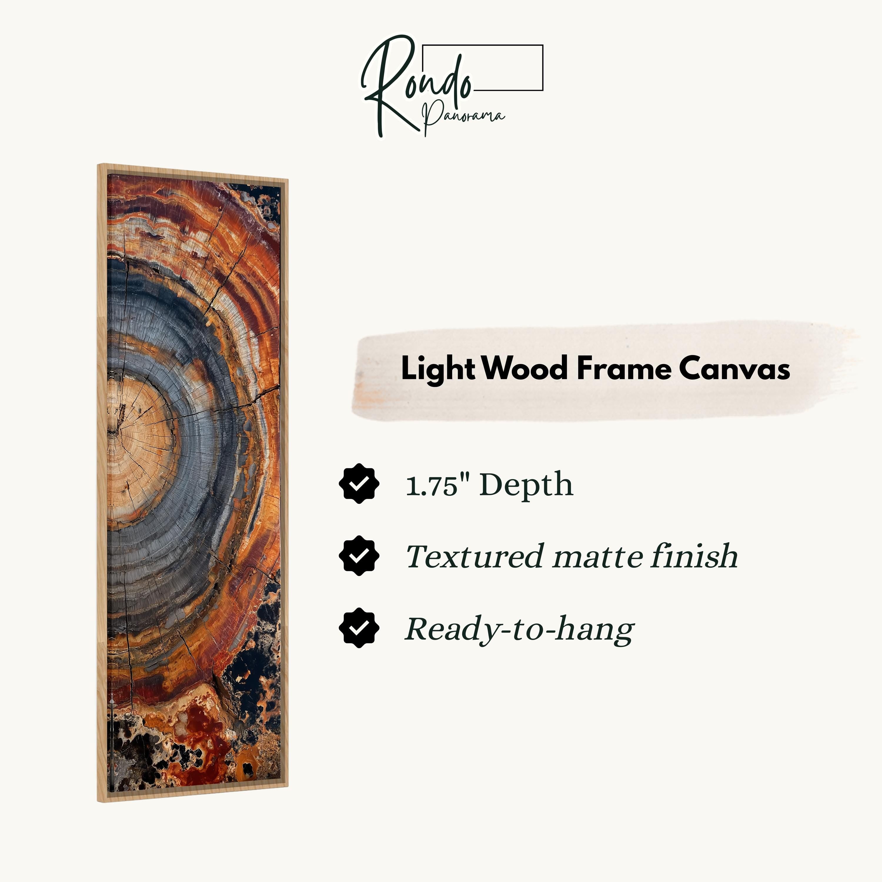 The image is a light wood frame canvas with a detailed, textured finish. It has a 1.75" depth and is ready to hang.