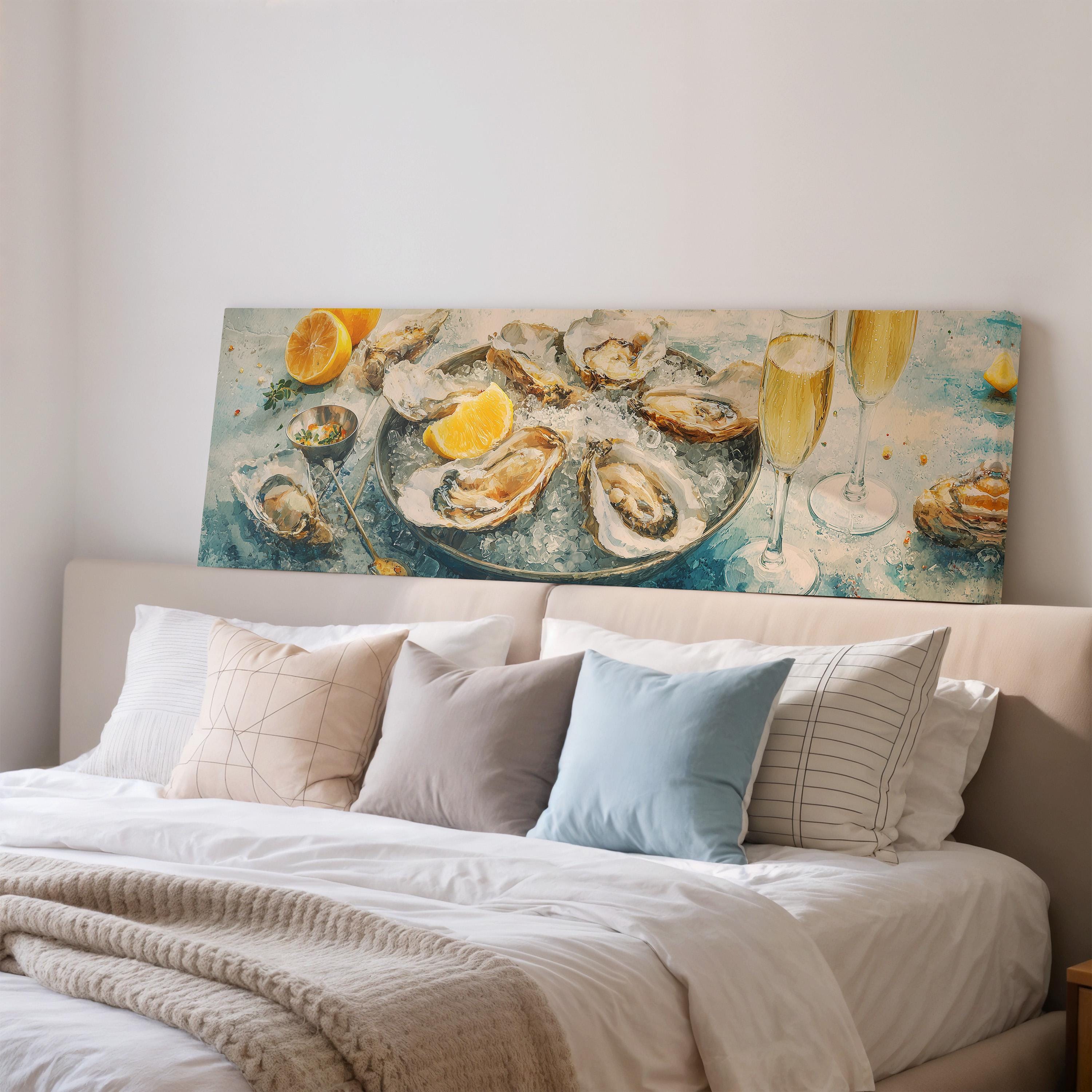 Oyster Seafood Art - Wide Panoramic Canvas