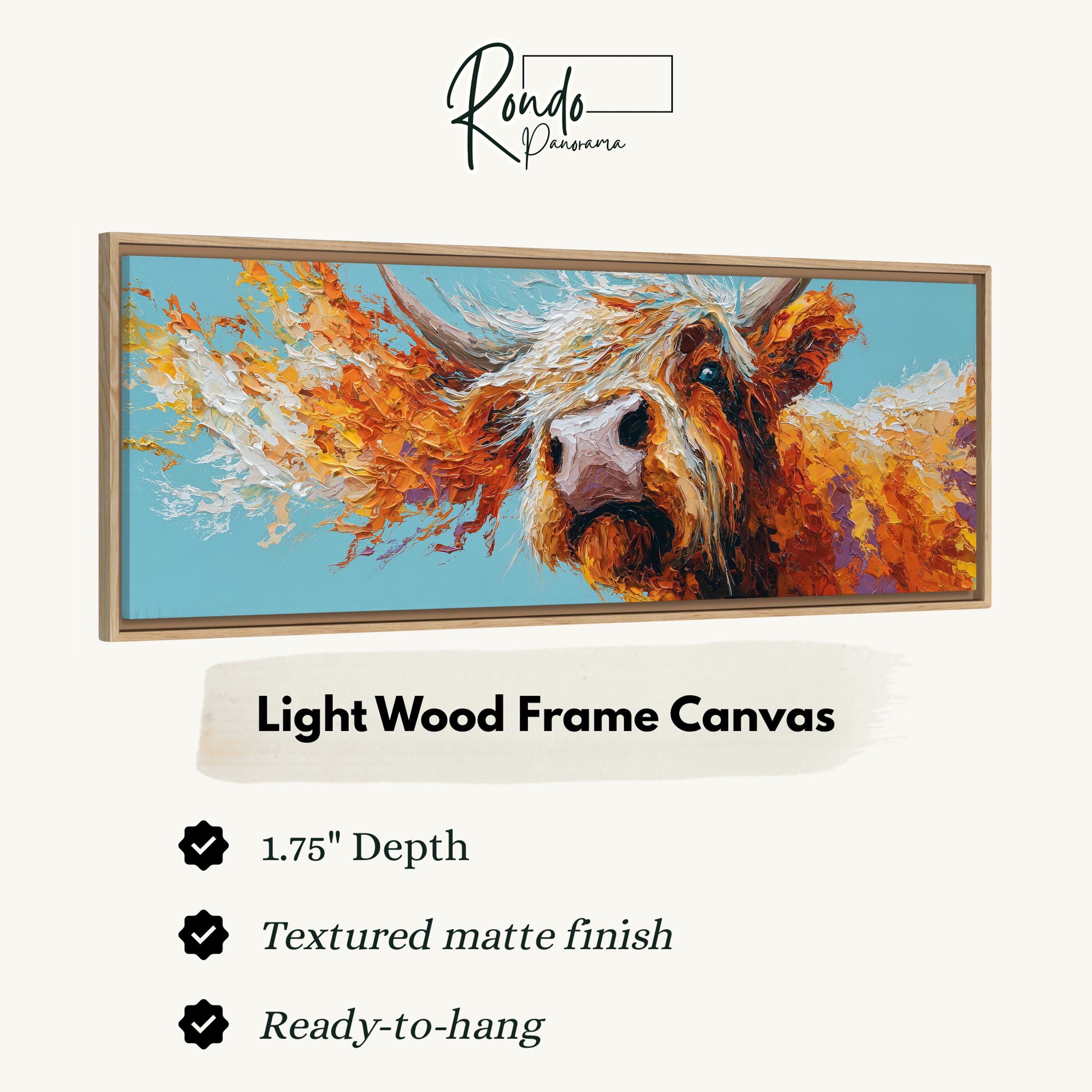 Abstract Highland Cow - Wide Panoramic Canvas Art