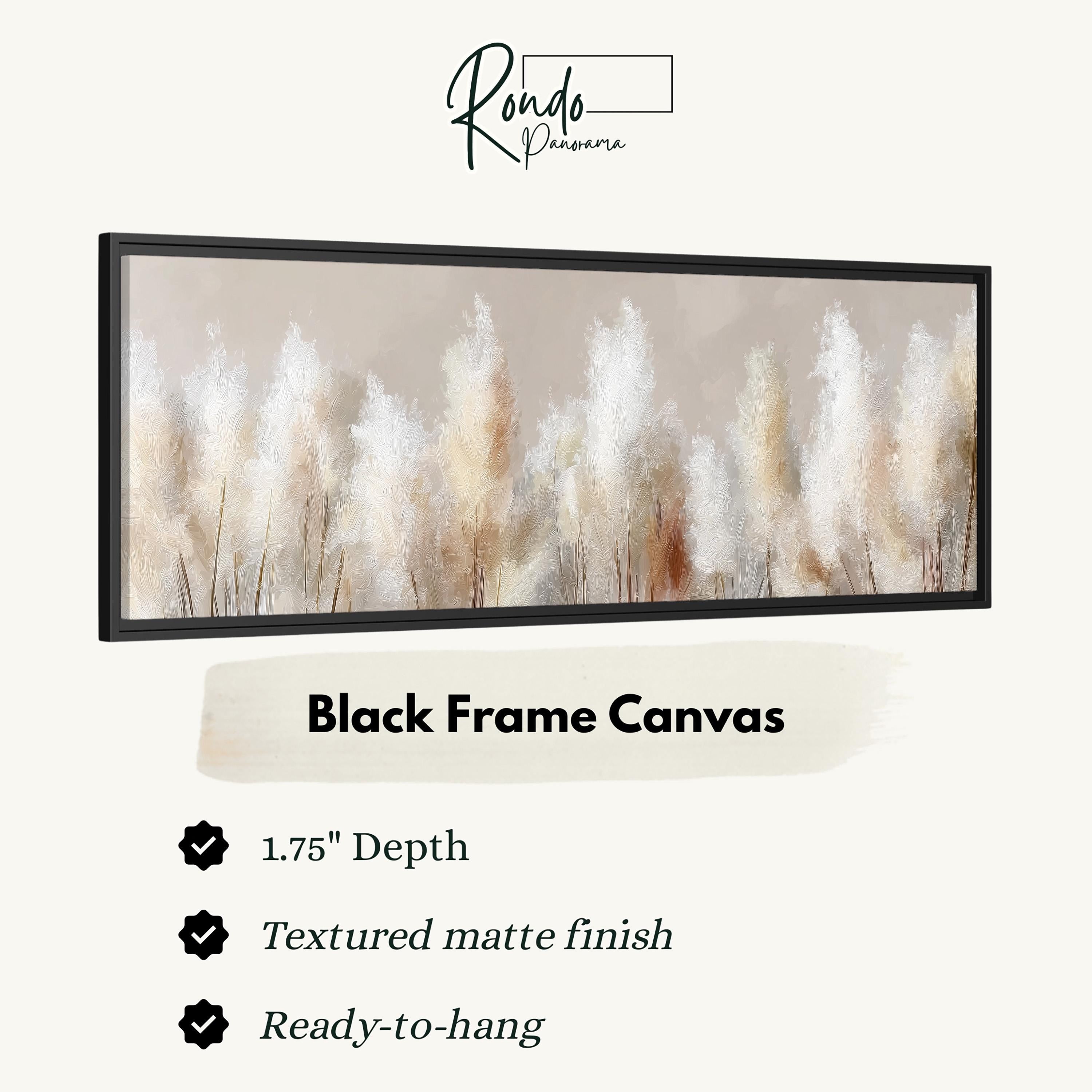 The image is a black frame canvas depicting a field of tall grasses or reeds.