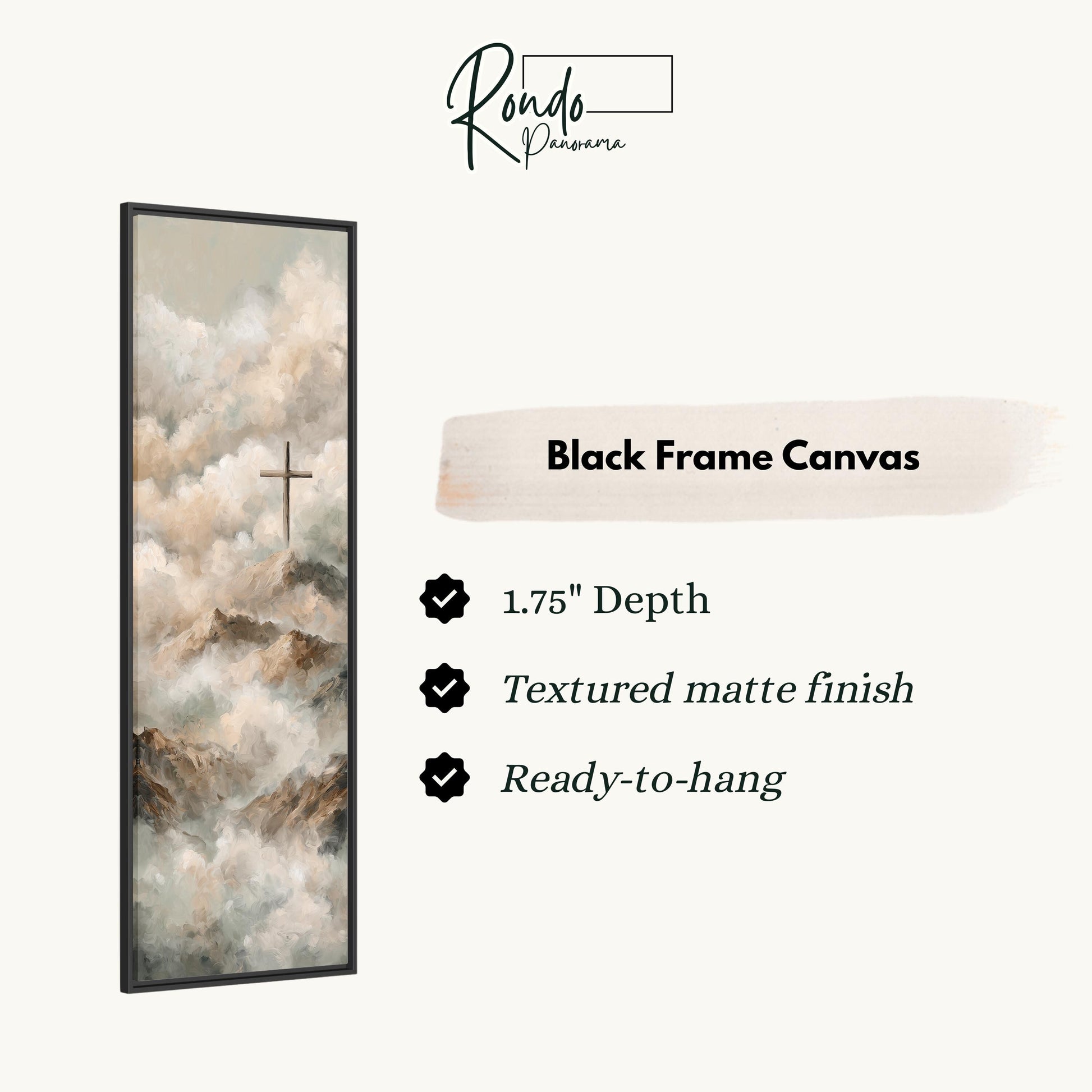 The image is a black frame canvas depicting a landscape with mountains and clouds.