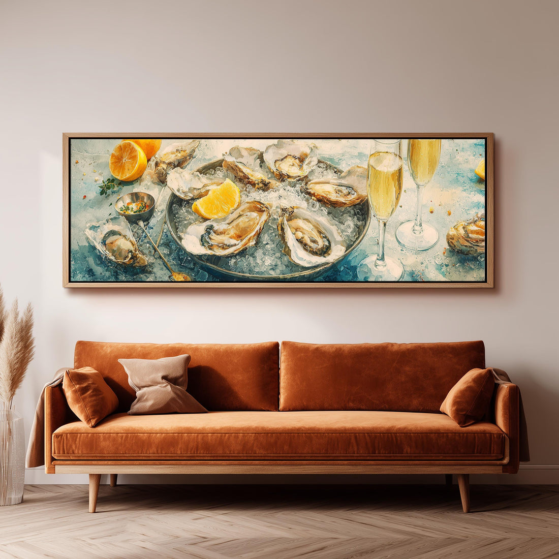 Oyster Seafood Art - Wide Panoramic Canvas