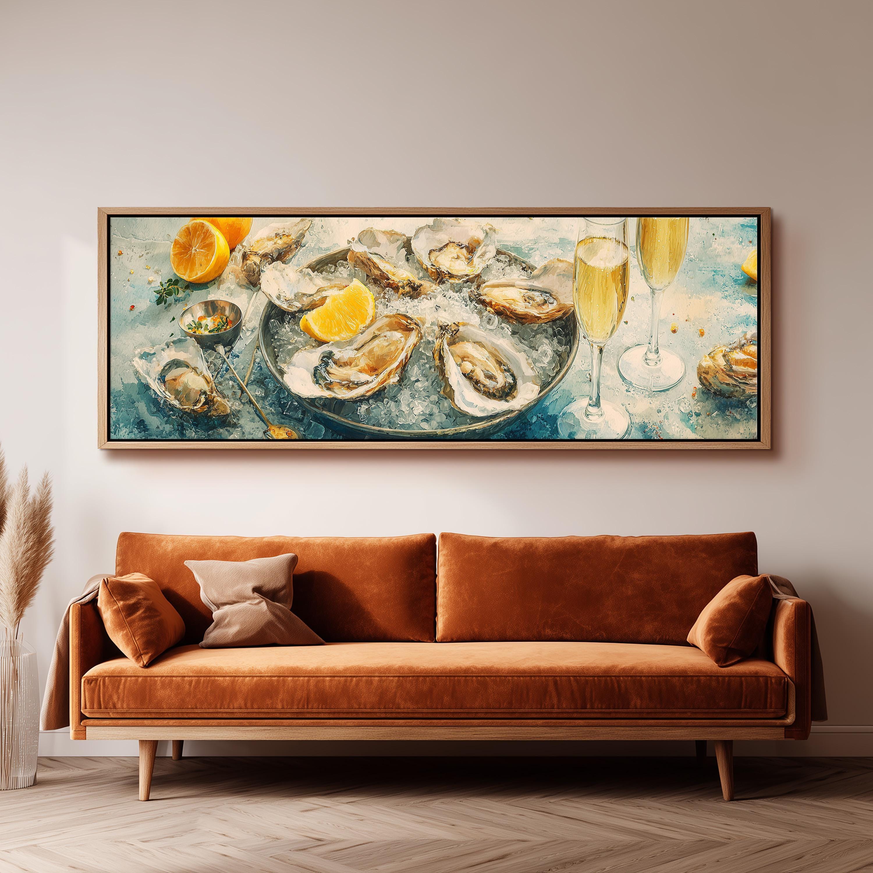 Oyster Seafood Art - Wide Panoramic Canvas