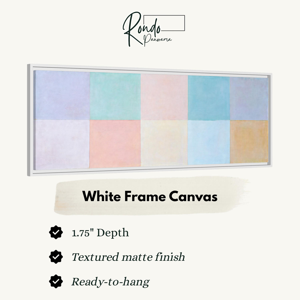 Pastel checkerboard grid canvas print in a white floating frame