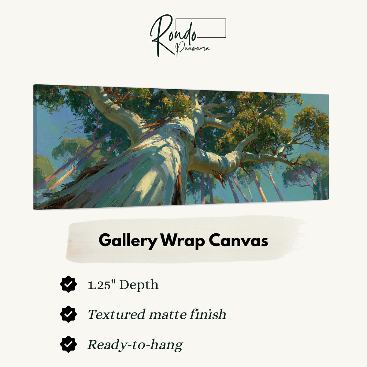 Eucalyptus canopy against a blue sky gallery wrap canvas with the image wrapped around the edges