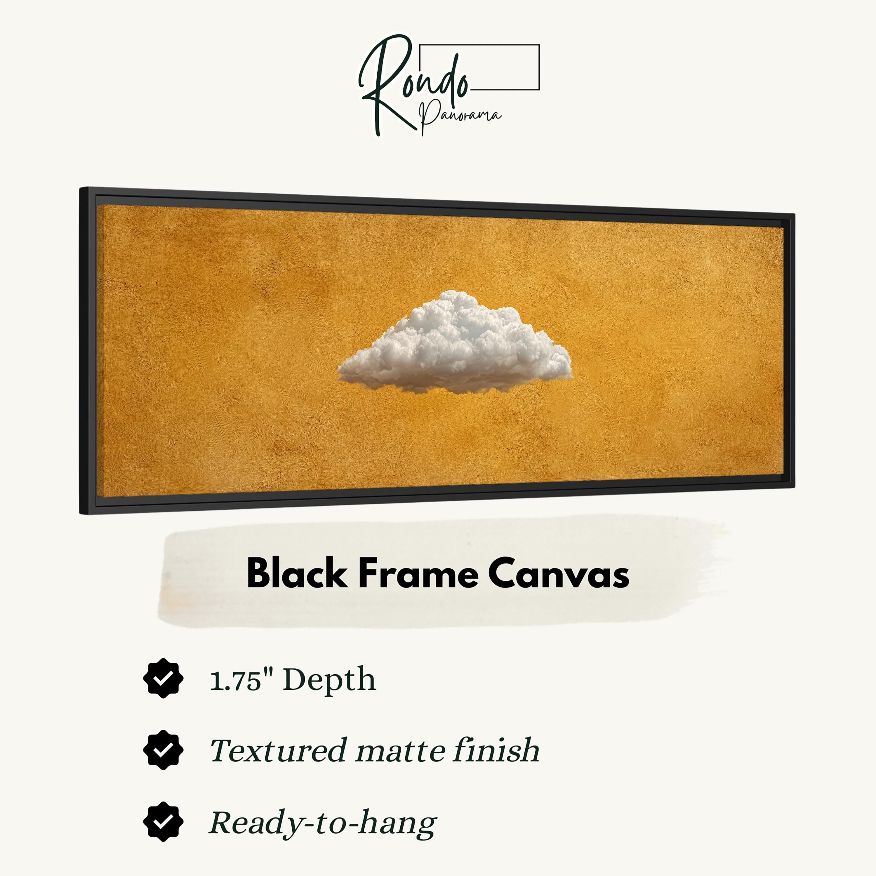 The image is a black frame canvas with a single white cloud on an orange background.