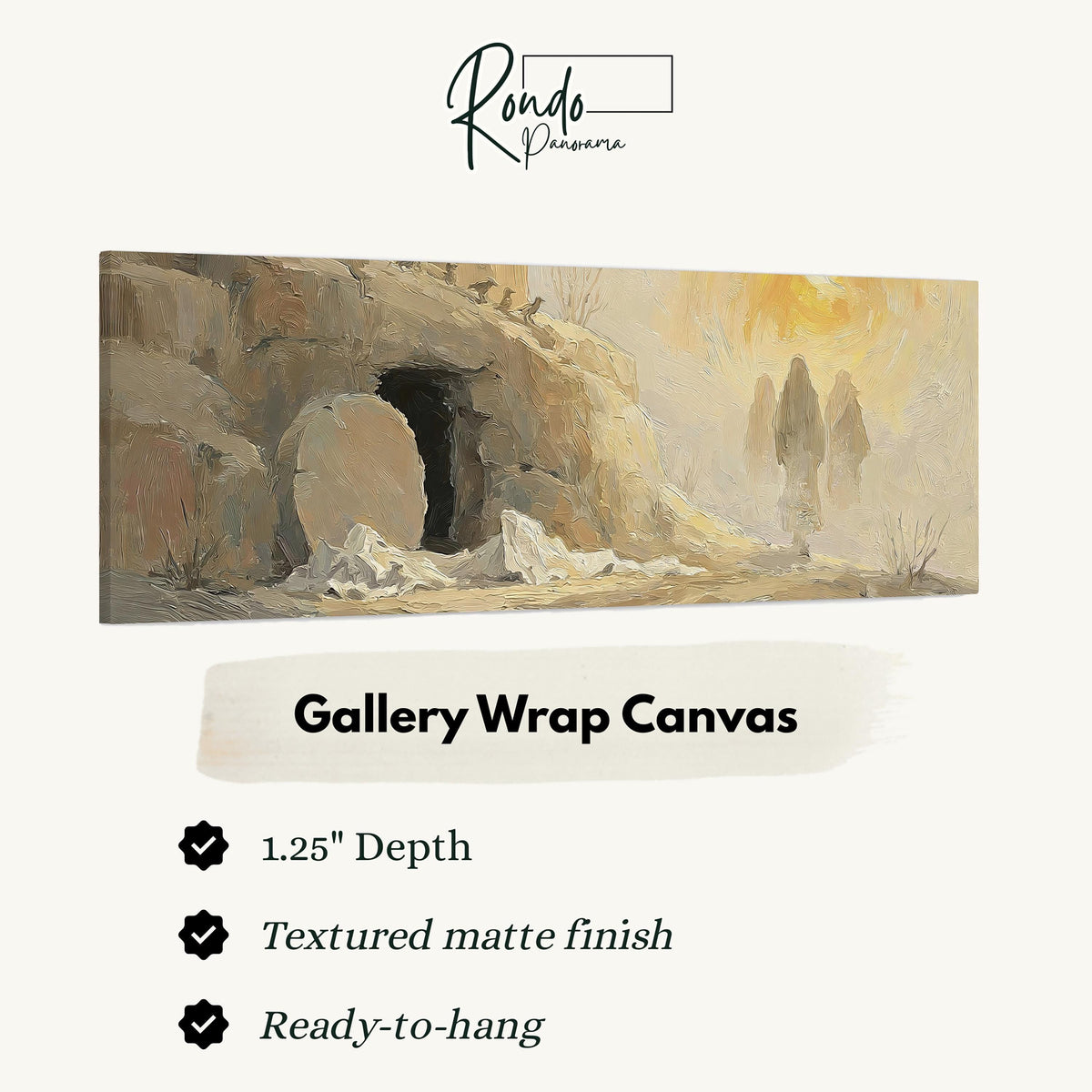 The empty tomb at sunrise gallery wrap canvas with the image wrapped around the edges