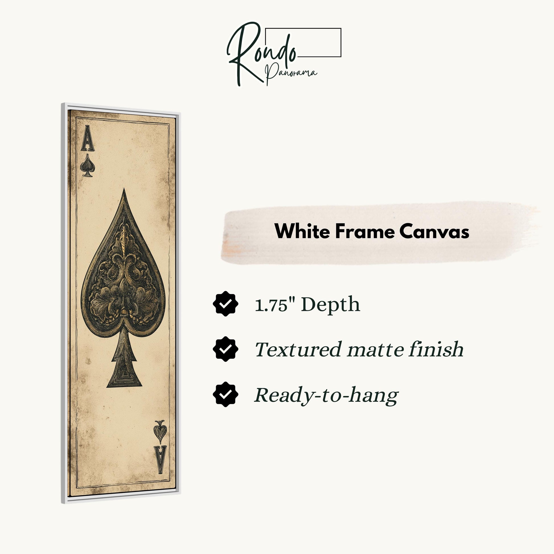 a white frame canvas with a spade of hearts on it.