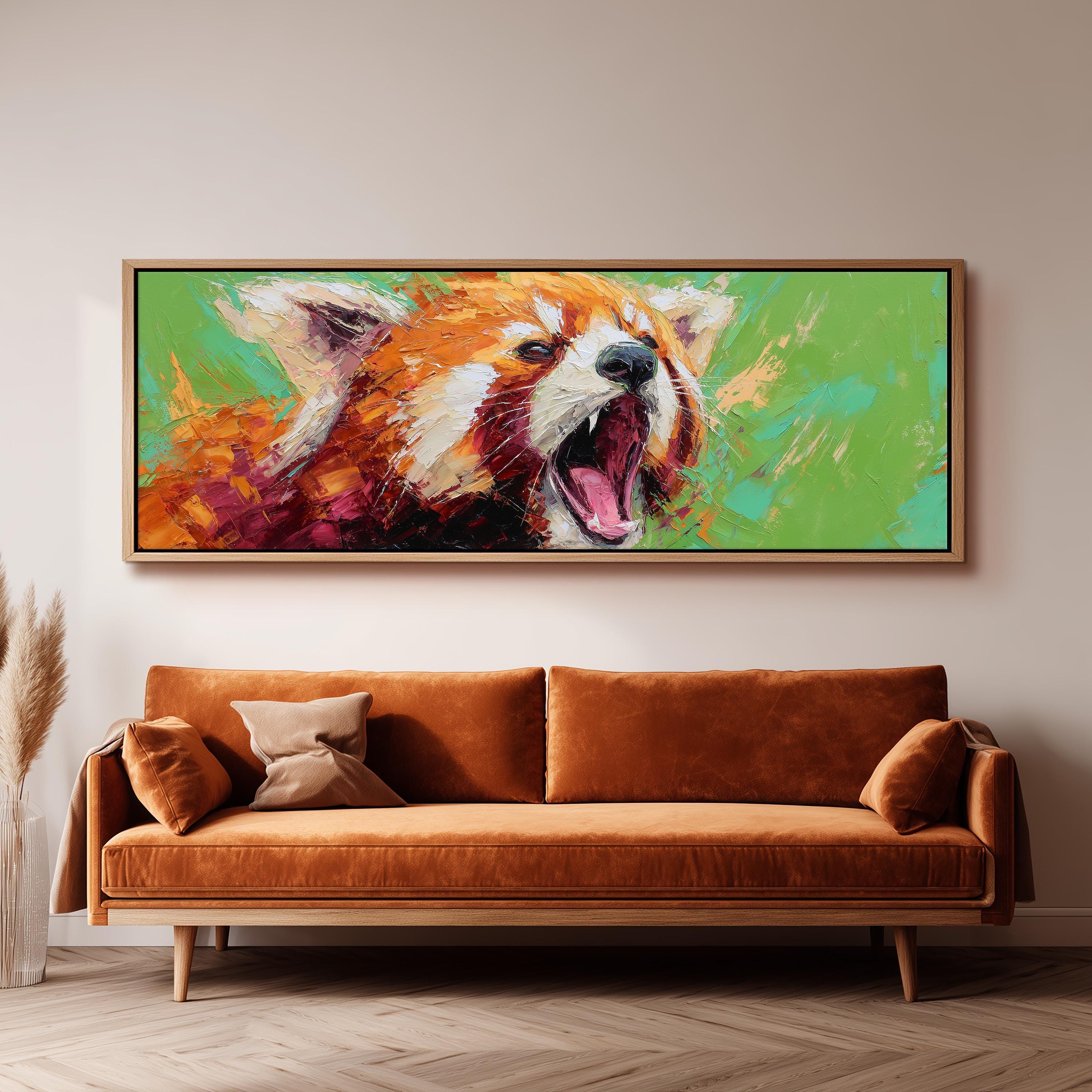 Abstract Red Panda - Wide Panoramic Canvas Art