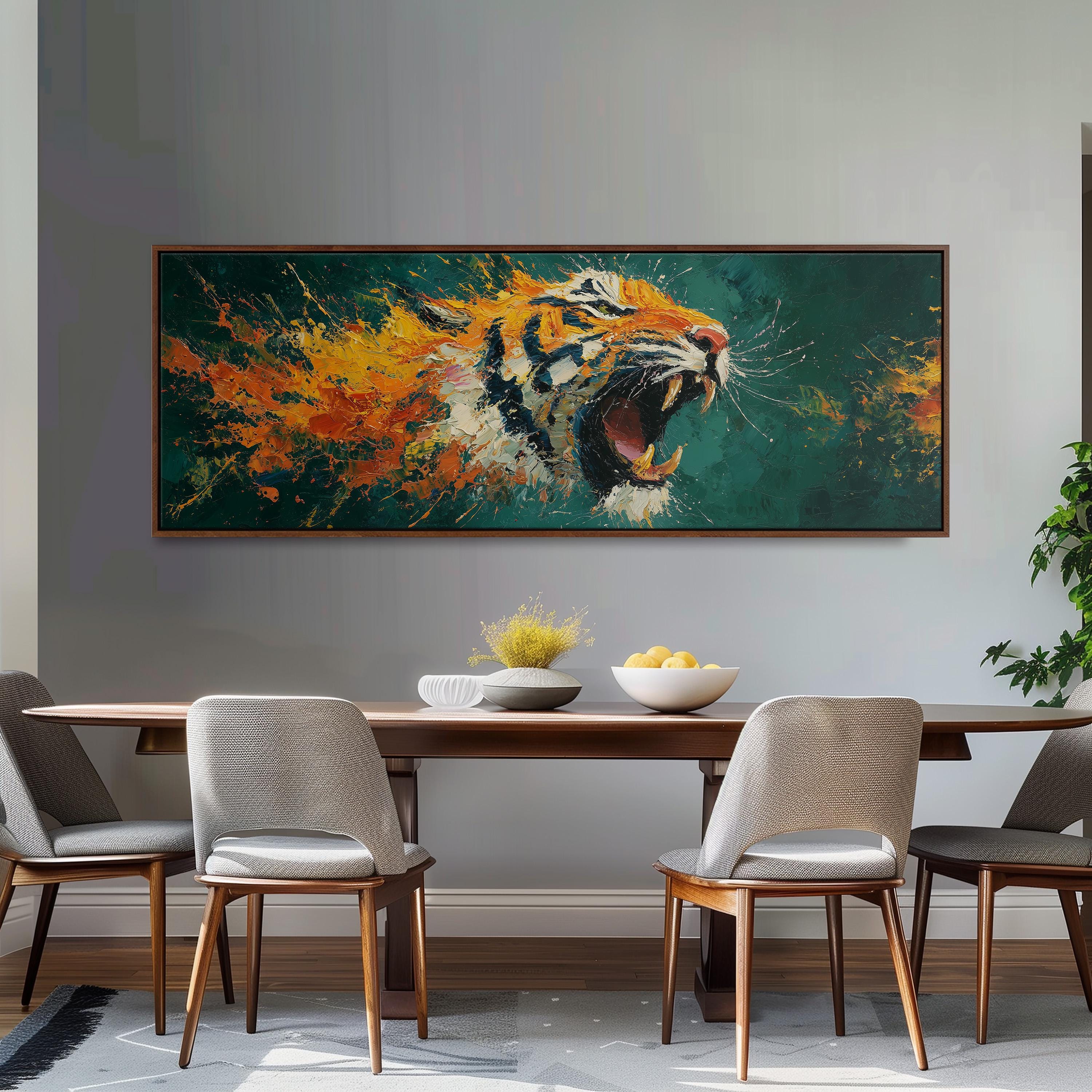 Abstract Roaring Tiger - Orange and Blue Art