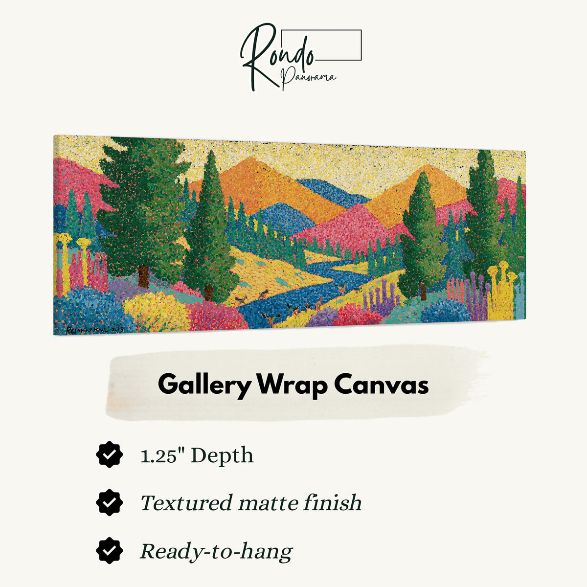 Colorful pine mountain valley gallery wrap canvas with the image wrapped around the edges