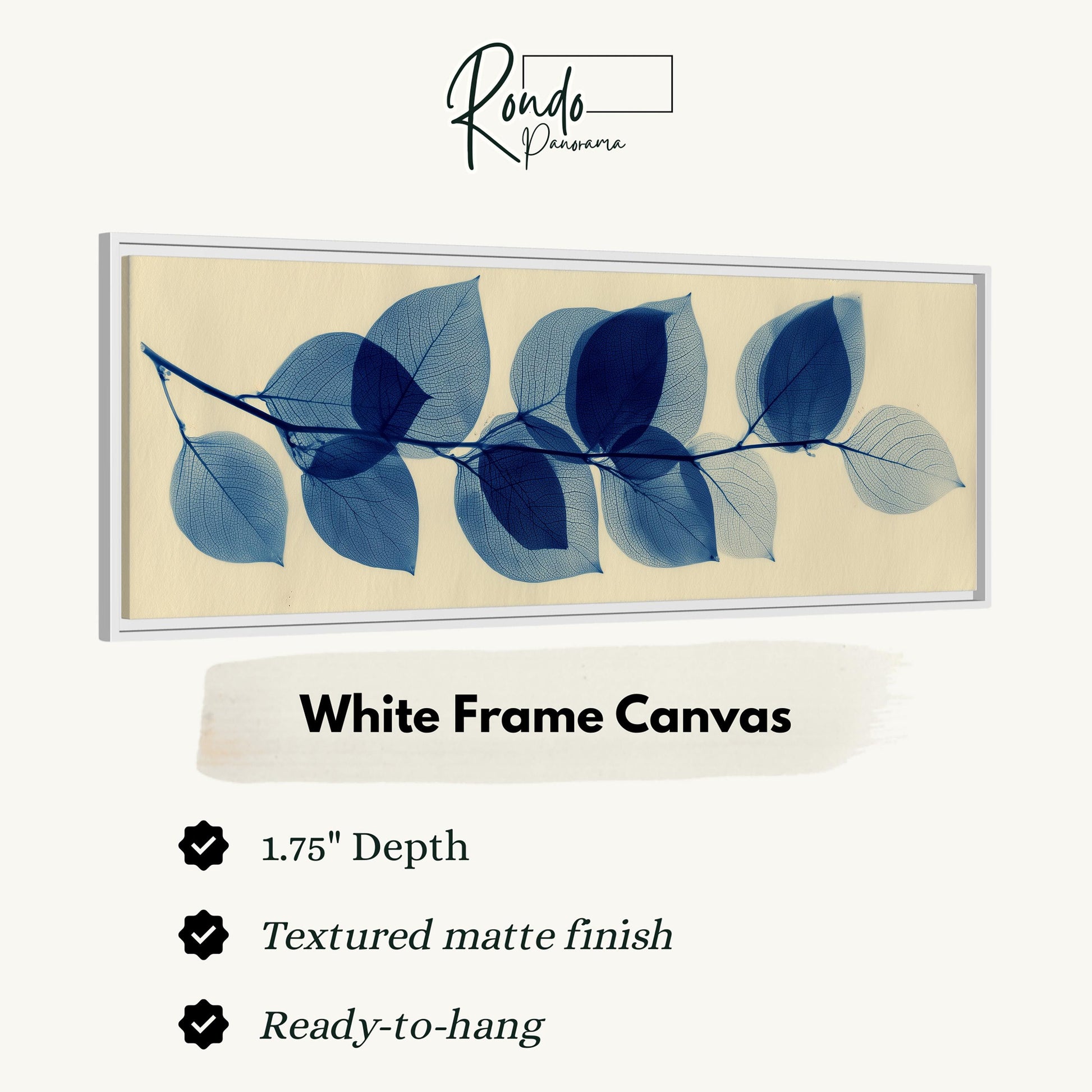 The image is a white frame canvas with a leafy branch design.