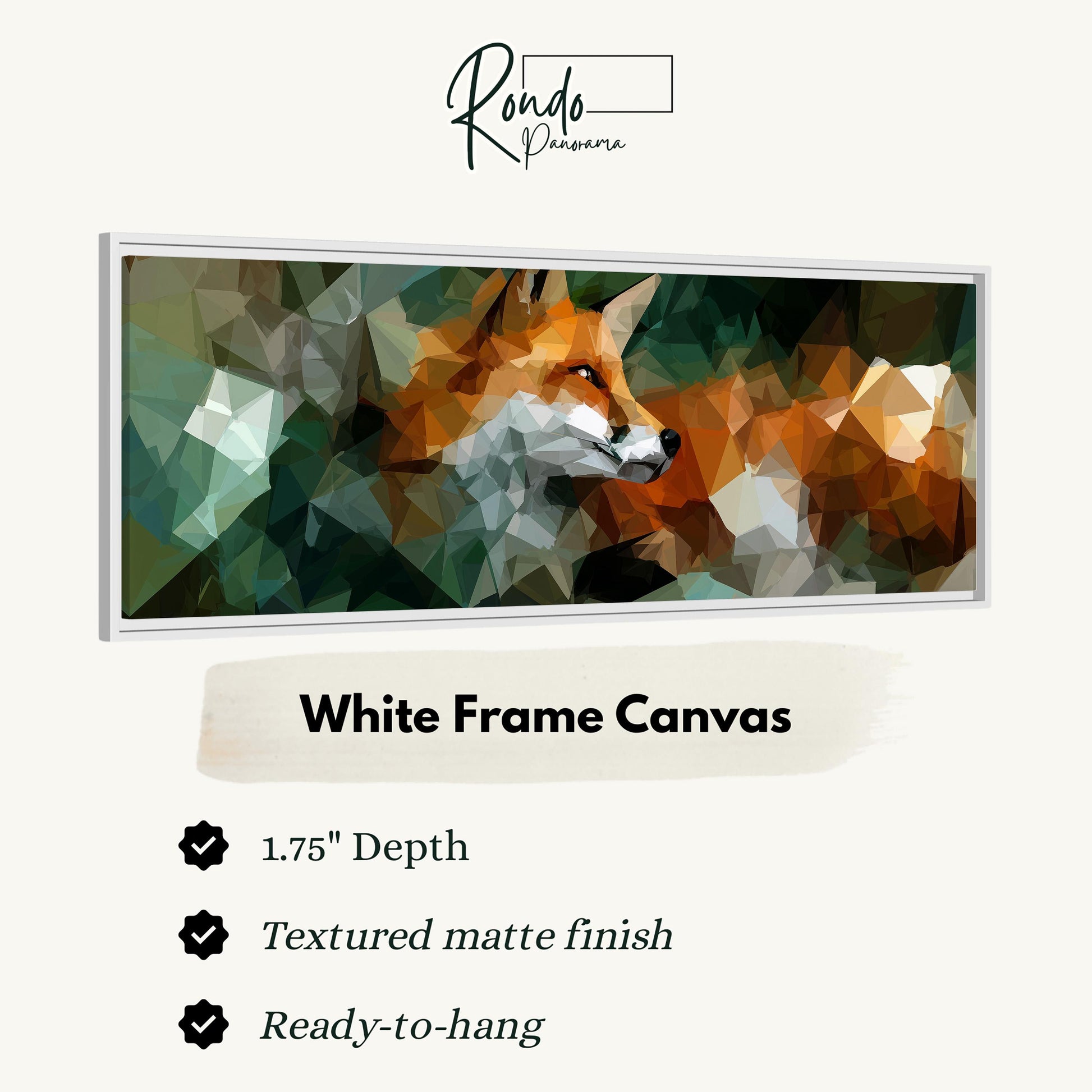 The image is a white frame canvas featuring a close-up of a fox.
