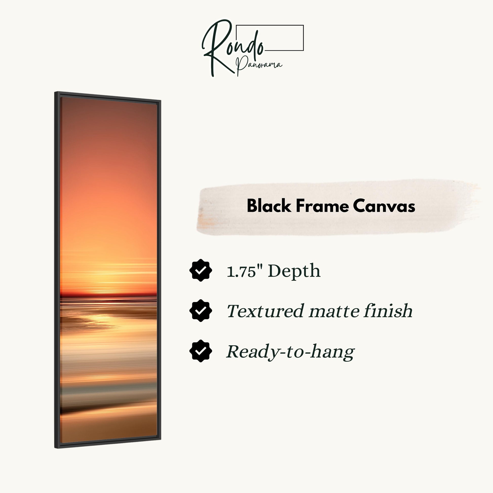 The image is a black frame canvas with a sunset image displayed on it.