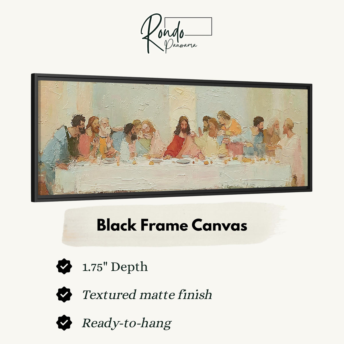 The Last Supper in a classic style canvas print in a black floating frame