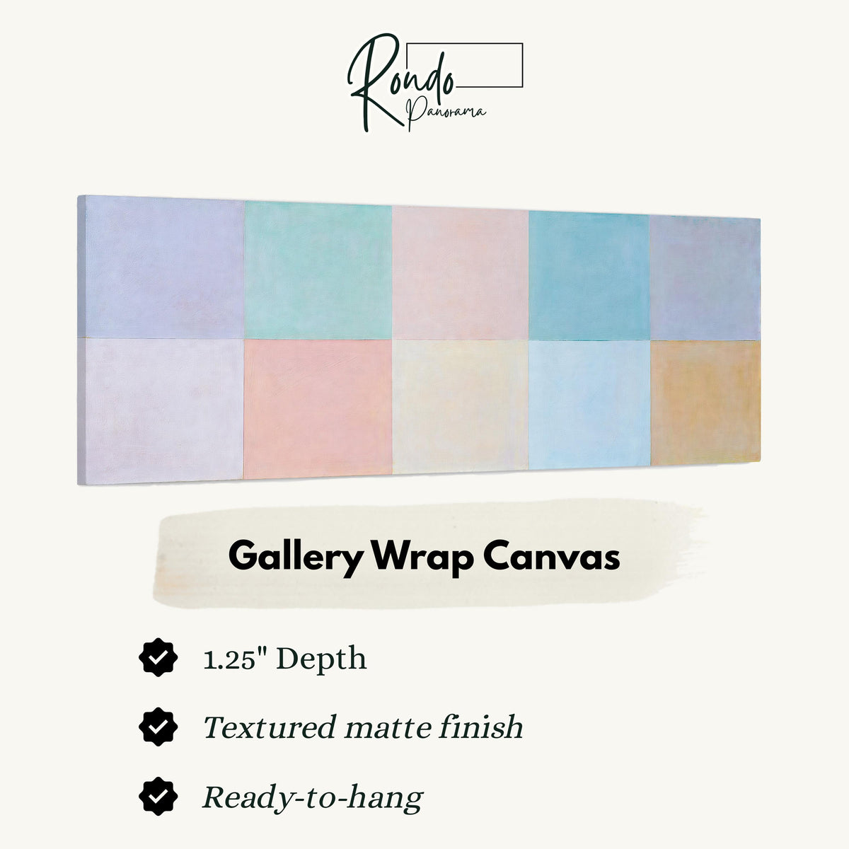 Pastel checkerboard grid gallery wrap canvas with the image wrapped around the edges
