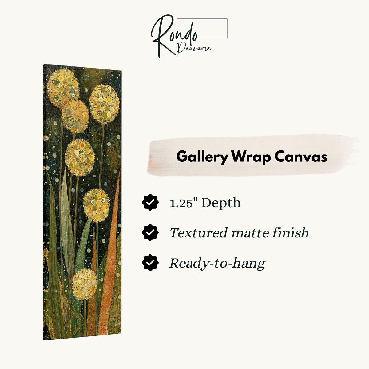 Golden allium blooms gallery wrap canvas with the image wrapped around the edges