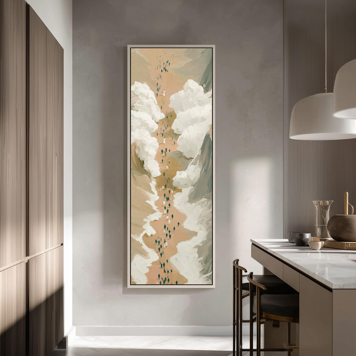 Israelites crossing the parted sea tall skinny canvas print in a modern kitchen