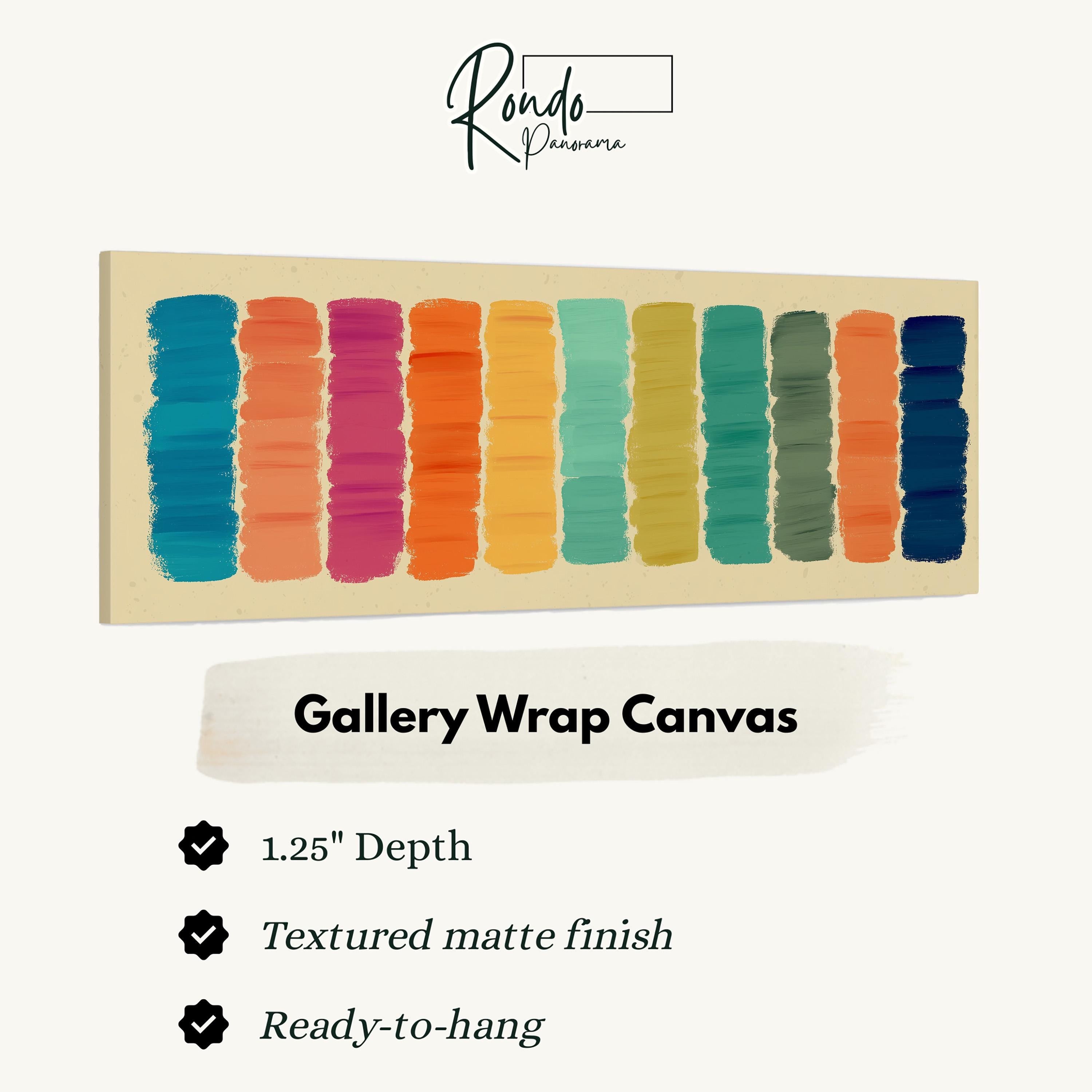 Colorful Stripes - Long Horizontal Panoramic Framed Canvas