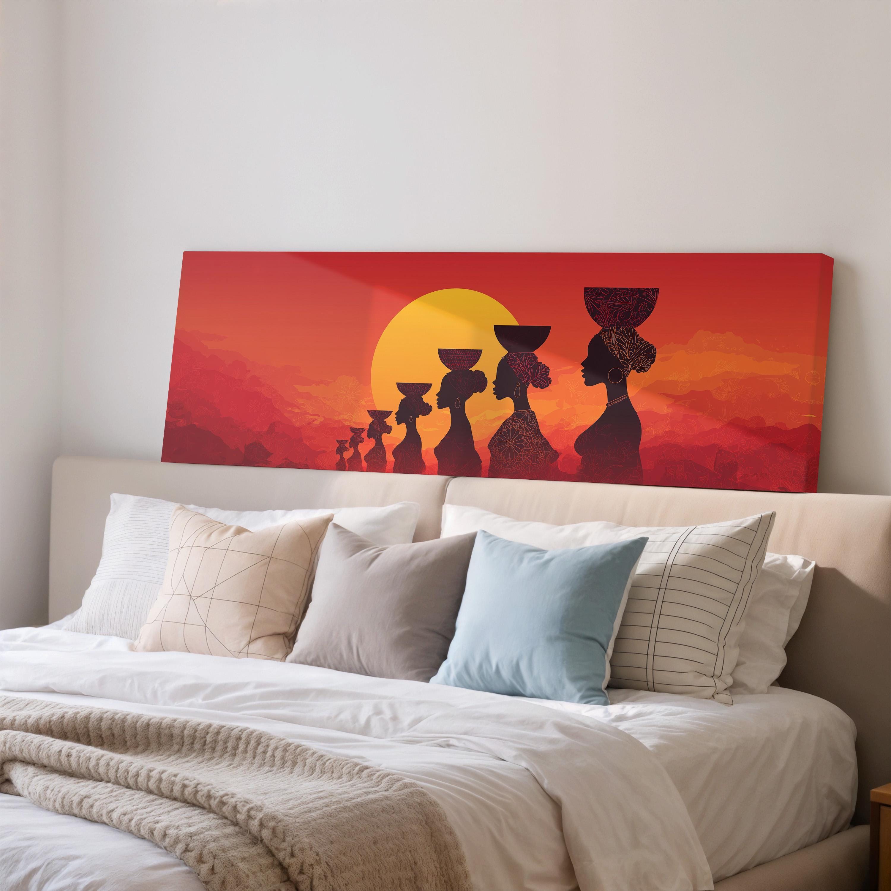African Women Silhouette - Wide Panoramic Canvas Art