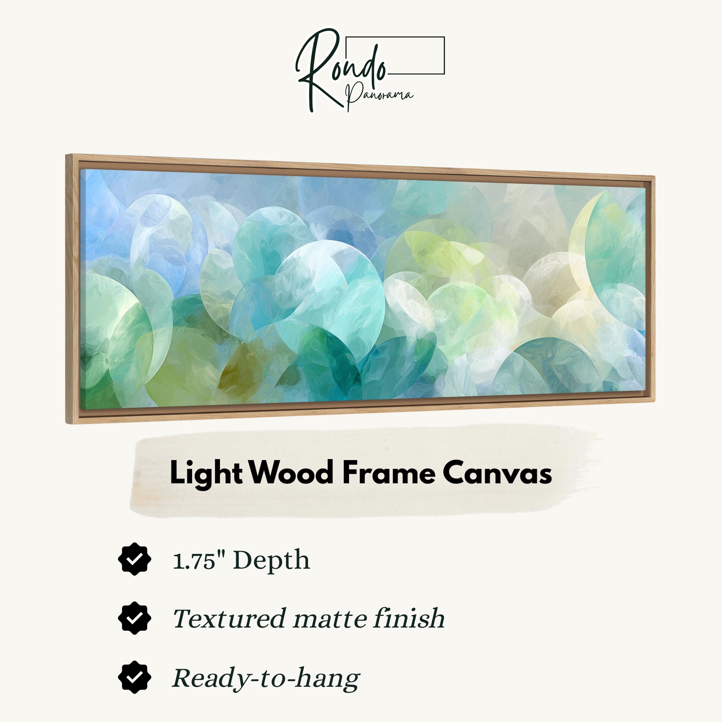 The image is a framed artwork with a light wood frame, featuring a textured matte finish and a 1.75" depth.
