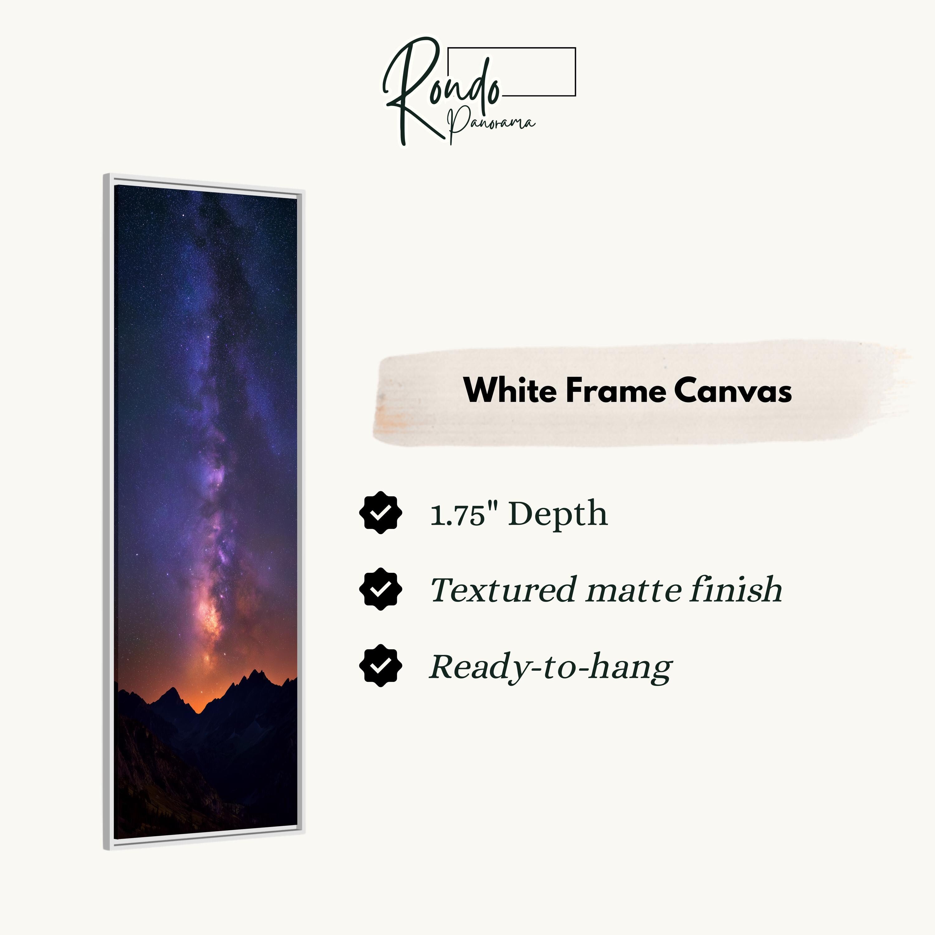 The image is a white frame canvas depicting a night sky with a galaxy.