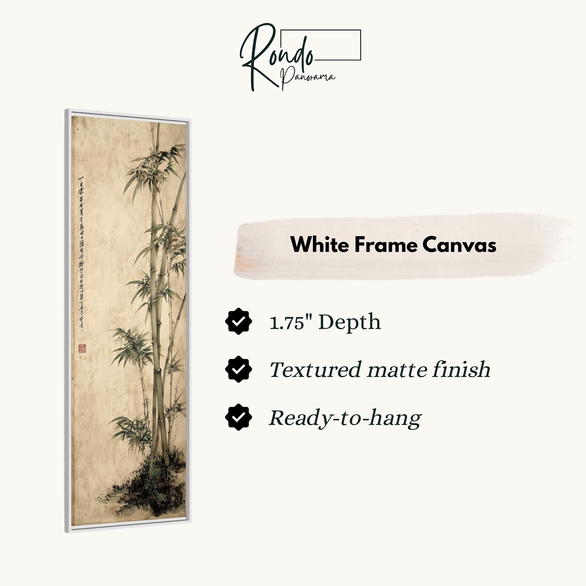 The image is a white frame canvas featuring a bamboo forest scene.