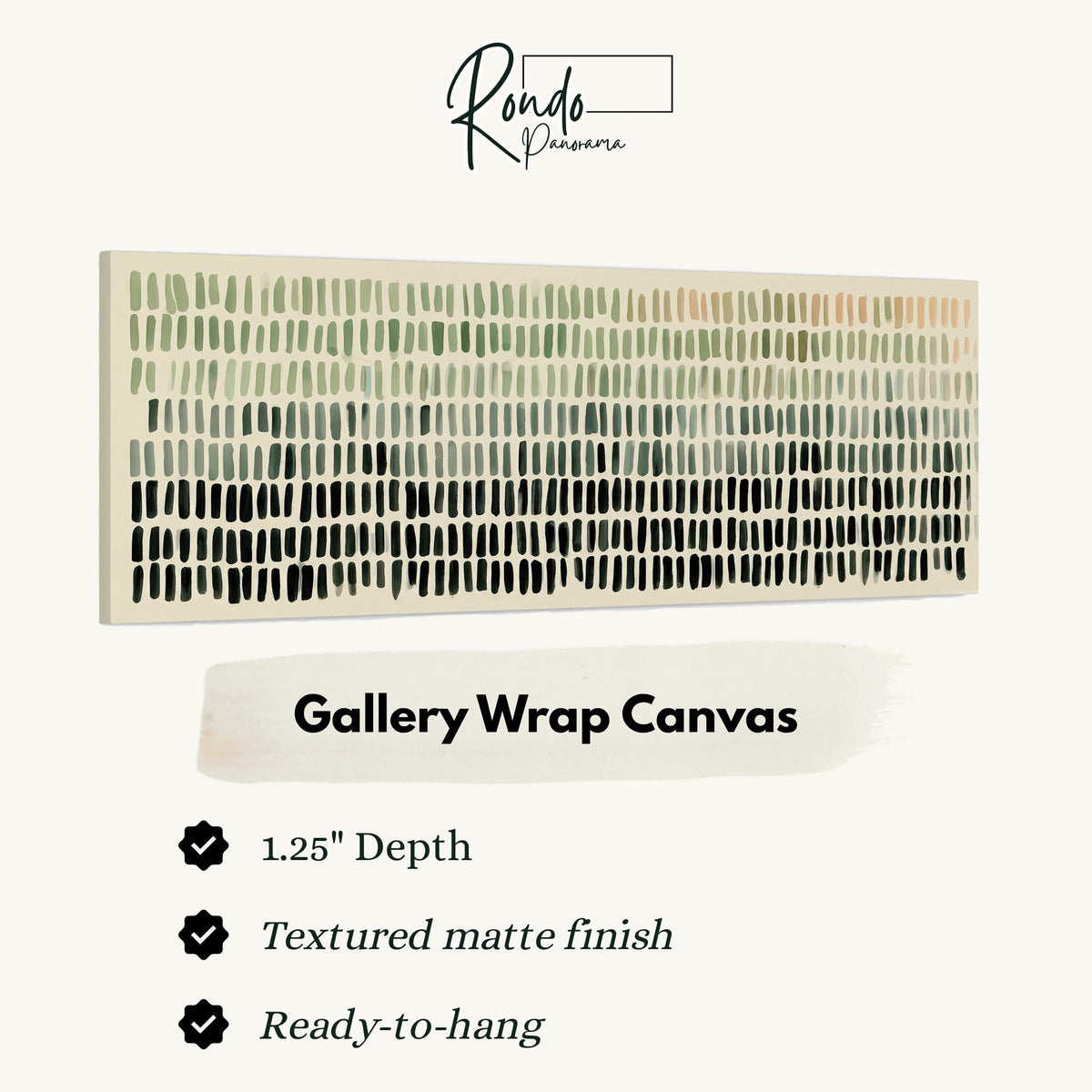 Brushmark dashes fading from sage to charcoal gallery wrap canvas with the image wrapped around the edges