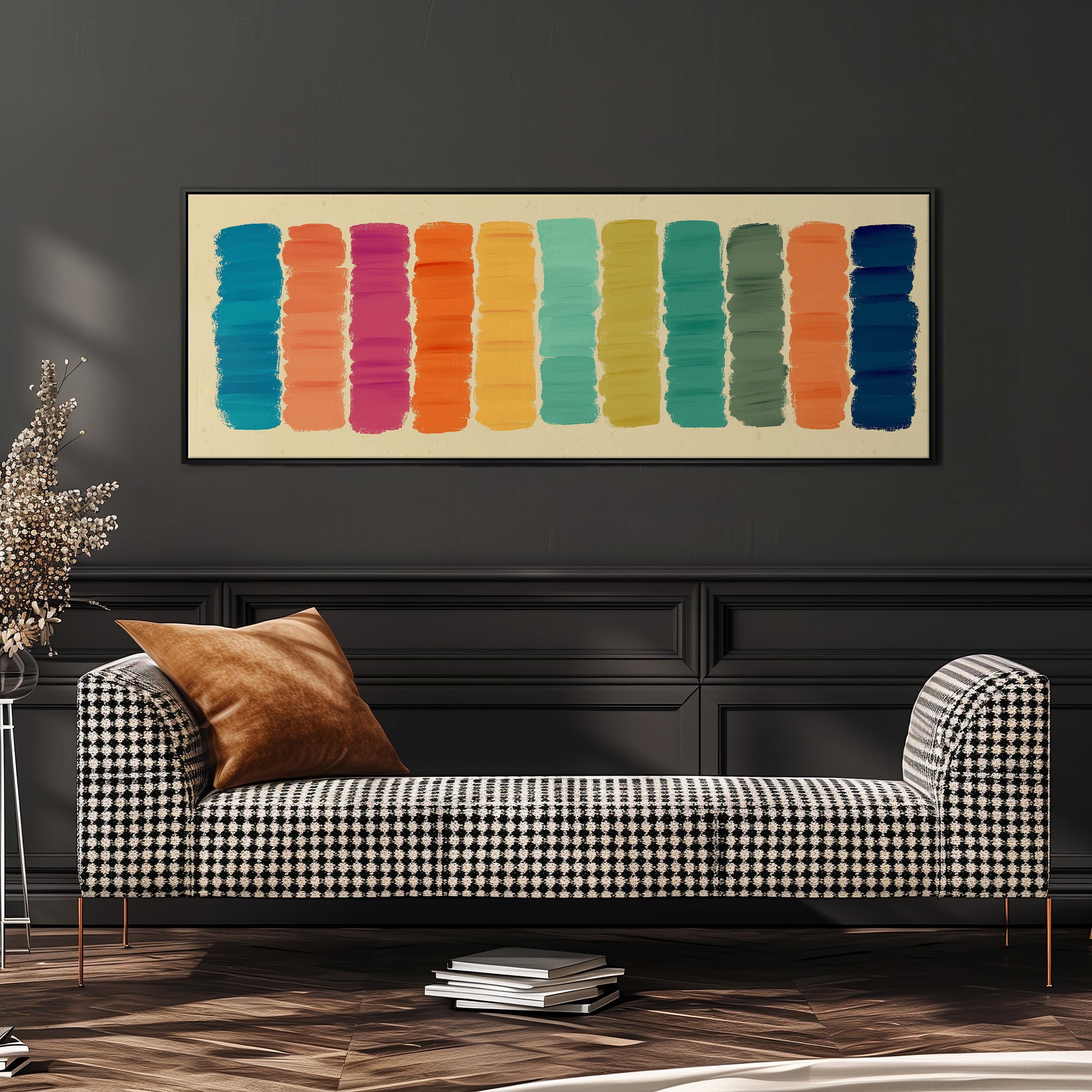 Colorful Stripes - Long Horizontal Panoramic Framed Canvas